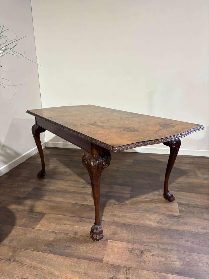 Large Vintage Burr Walnut Extending Dining Table (1 of 14)