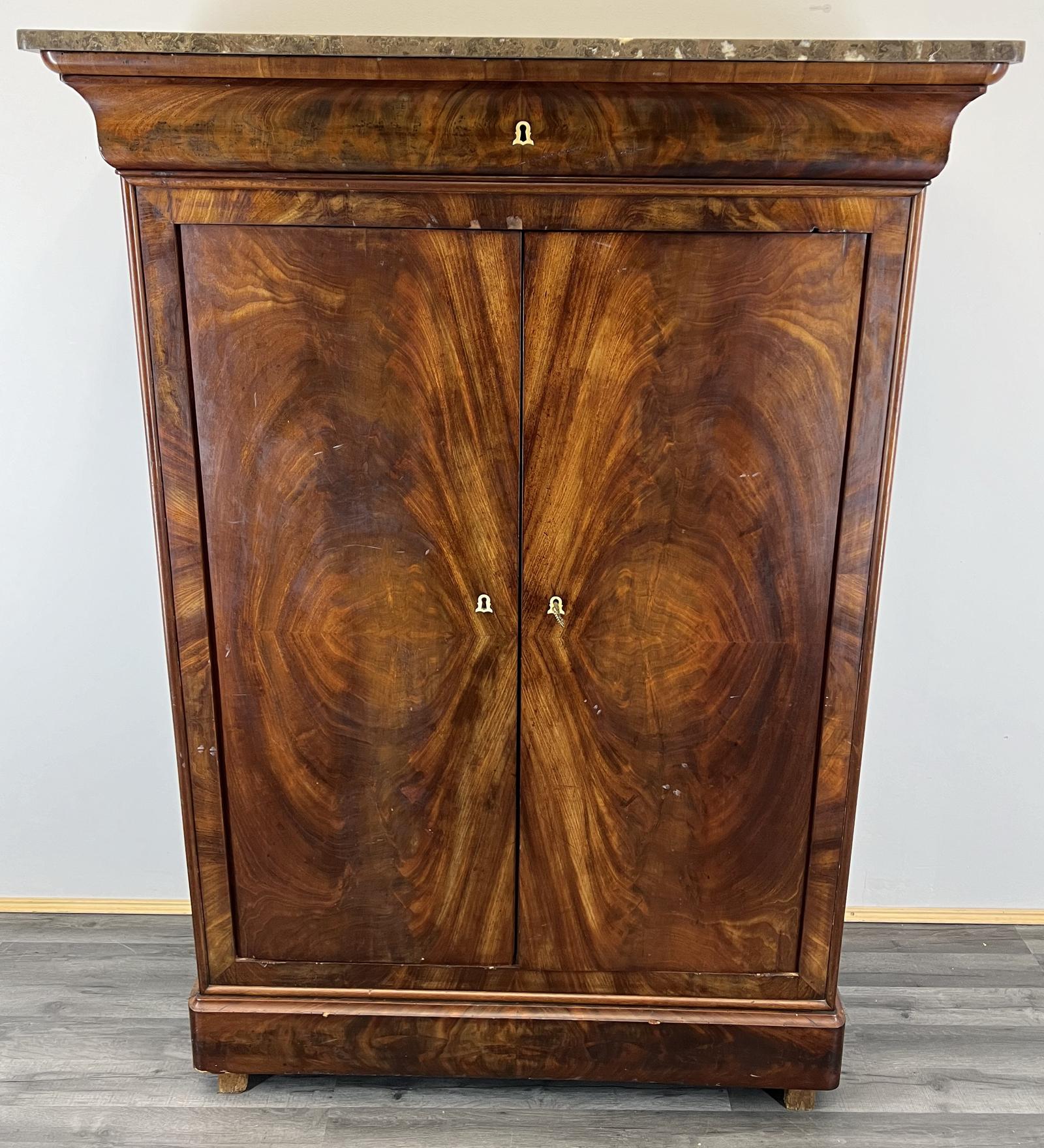 French Antique Burr Marble Topped Cupboard (1 of 18)