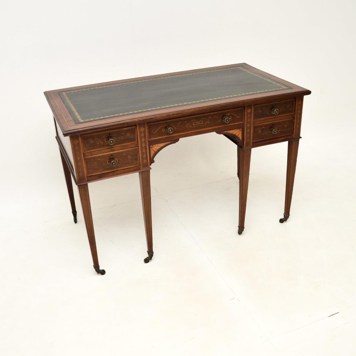 Antique Edwardian Inlaid Mahogany Desk (1 of 10) Antique Edwardian Inlaid Mahogany Desk (1 of 10)
