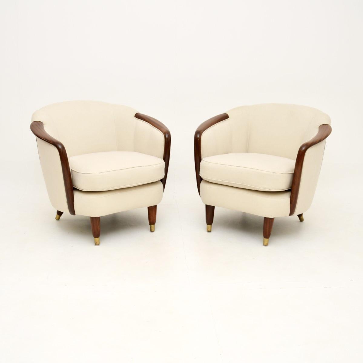 Pair of Vintage Swedish Mahogany Club Armchairs (1 of 9) Pair of Vintage Swedish Mahogany Club Armchairs (1 of 9)