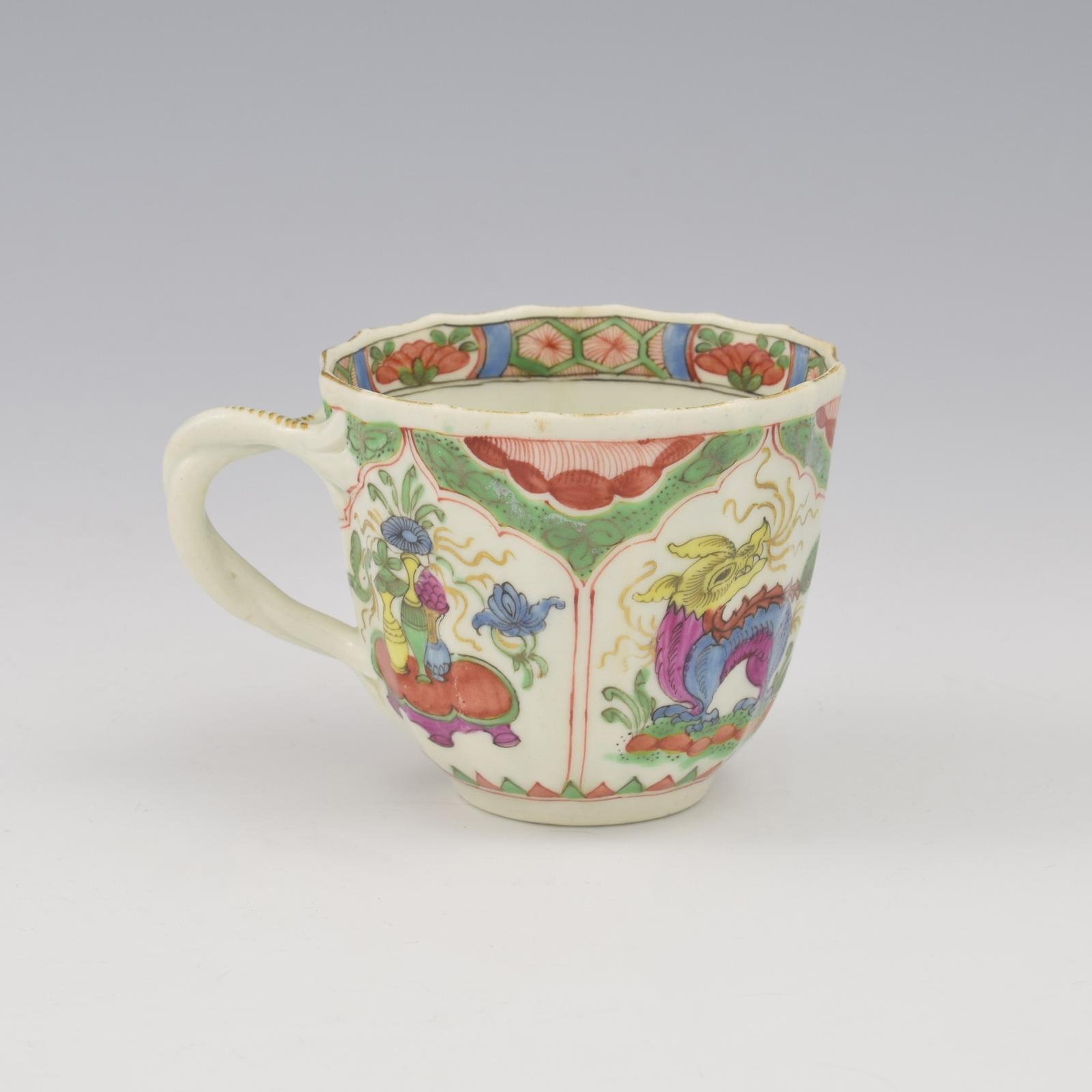 Dr Wall / First Period Worcester Porcelain Dragon In Compartments Fluted Coffee Cup c.1770 (1 of 13) Dr Wall / First Period Worcester Porcelain Dragon In Compartments Fluted Coffee Cup c.1770 (1 of 13)