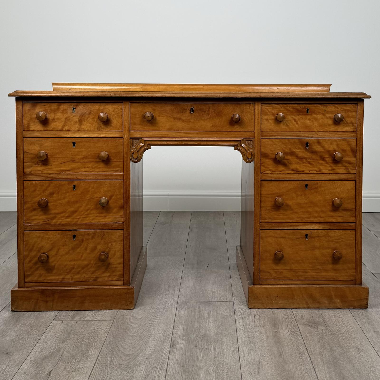 Antique 19th Century Good Quality Satinwood Desk (1 of 10)