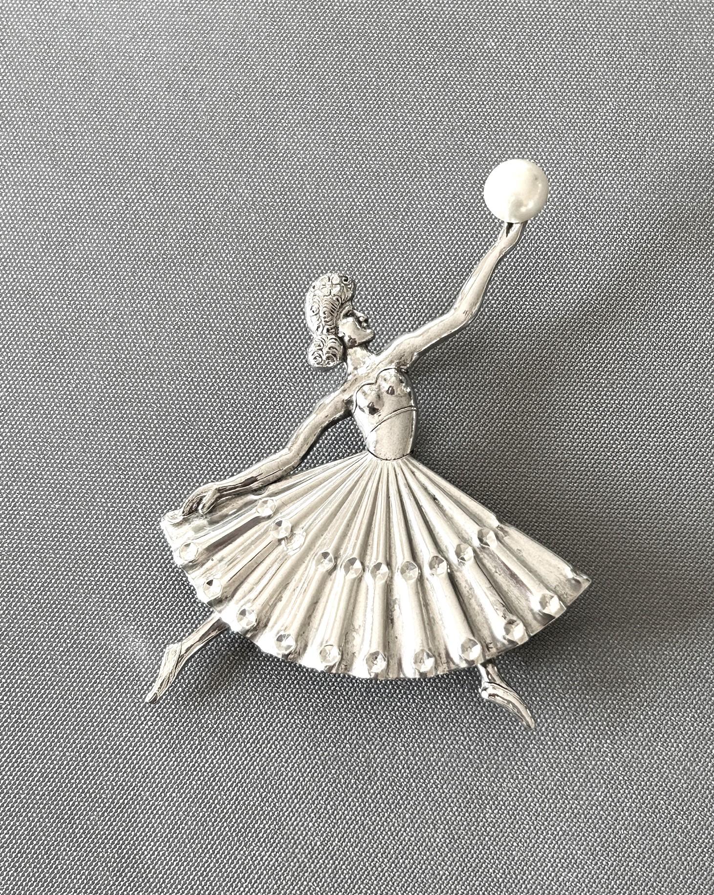 Chester Silver & Pearl Ballerina Brooch (1 of 8)