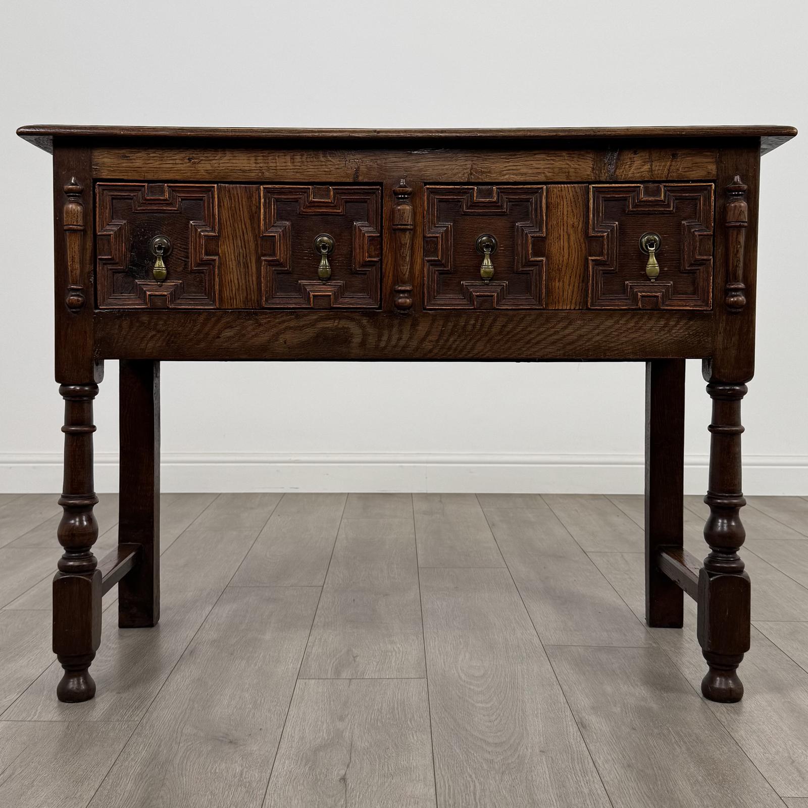 Antique 18th Century Jacobean Geometric Dresser Base In Oak (1 of 11)