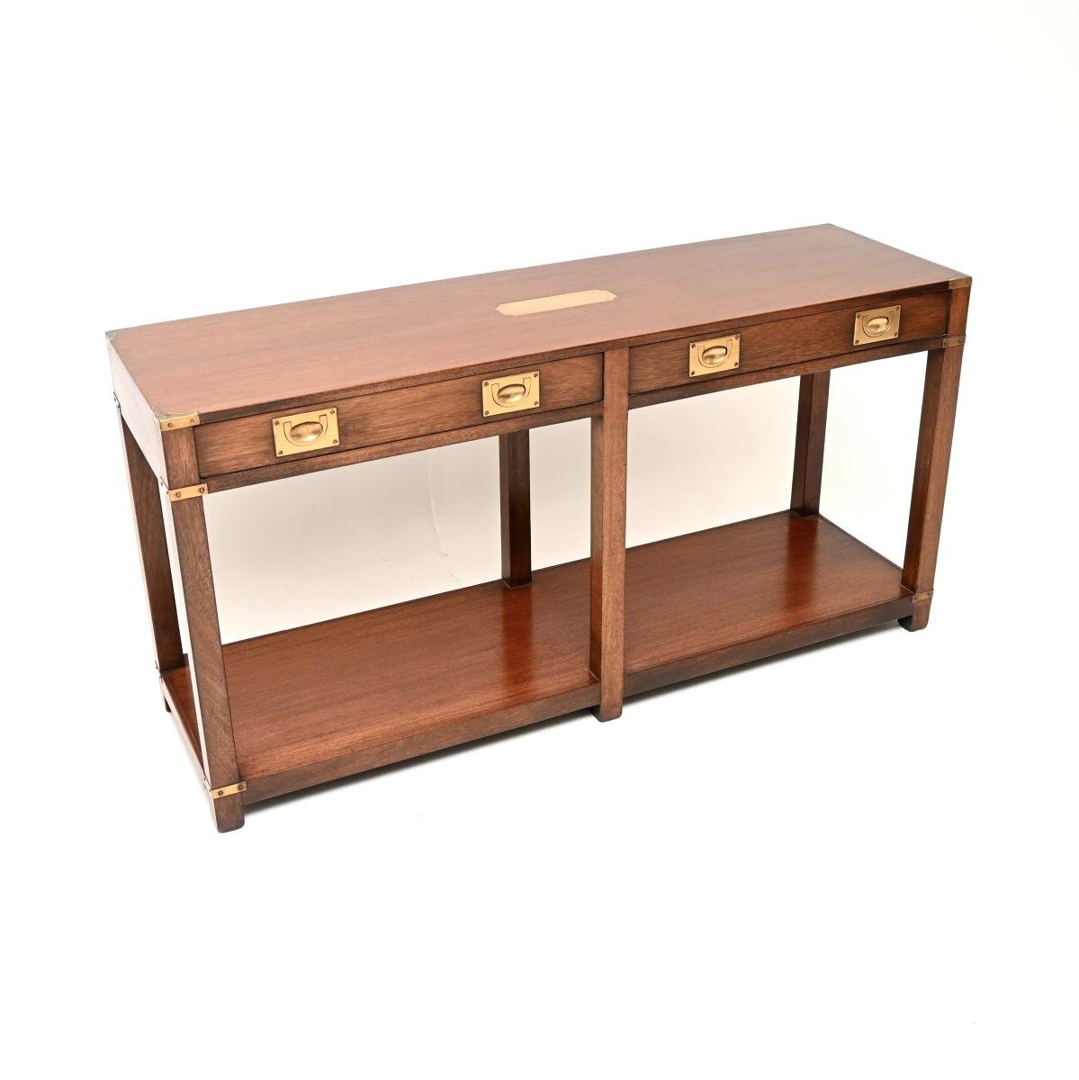 Military Campaign Style Mahogany & Brass Console Table (1 of 11) Military Campaign Style Mahogany & Brass Console Table (1 of 11)