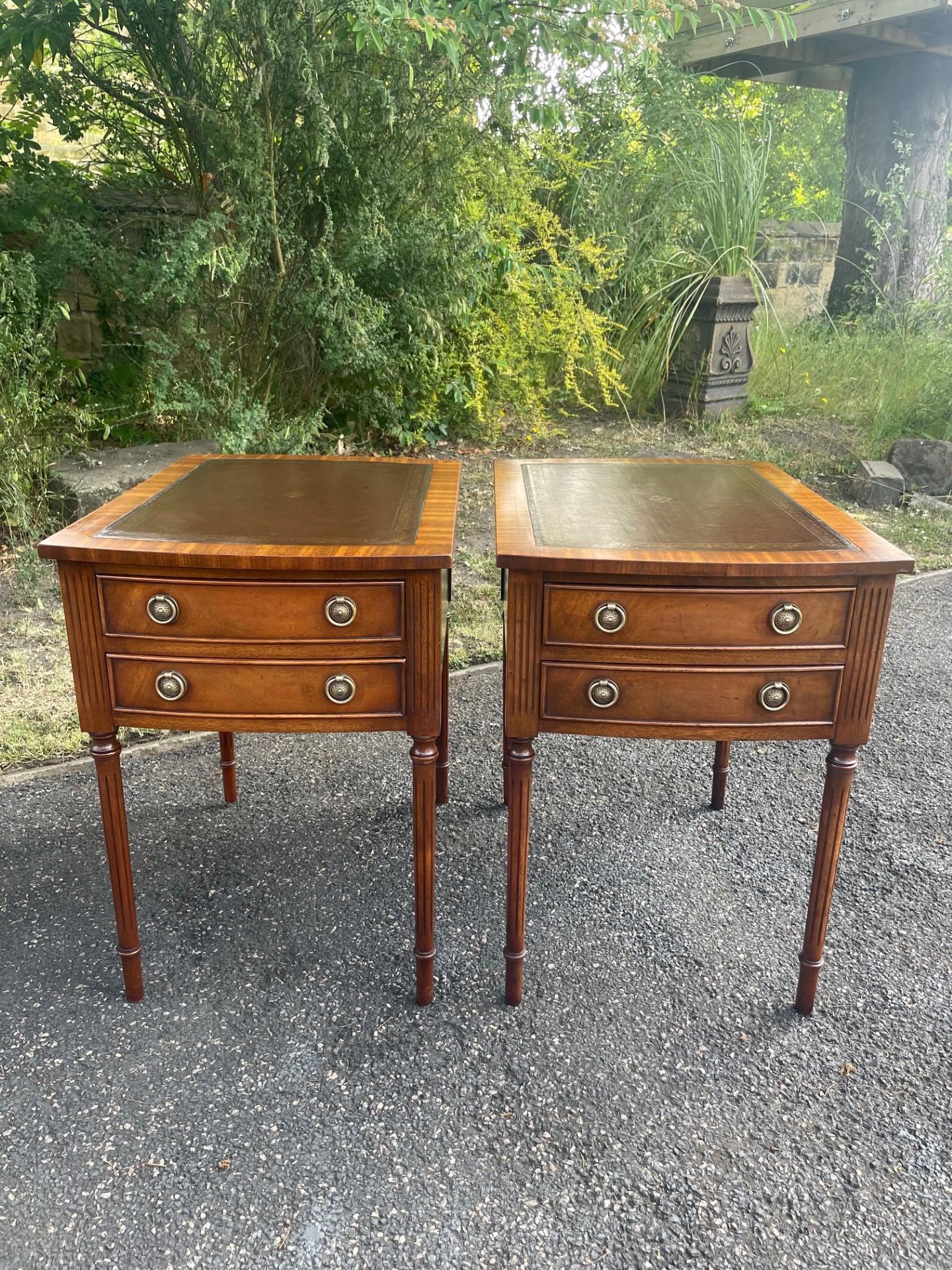 Pair of Walnut Leather Top Bedside Tables (1 of 11) Pair of Walnut Leather Top Bedside Tables (1 of 11)