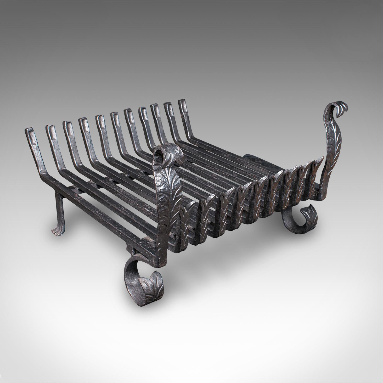 Antique Fire Grate, English, Wrought Iron, Fireplace Basket, Edwardian, C.1910 (1 of 10)