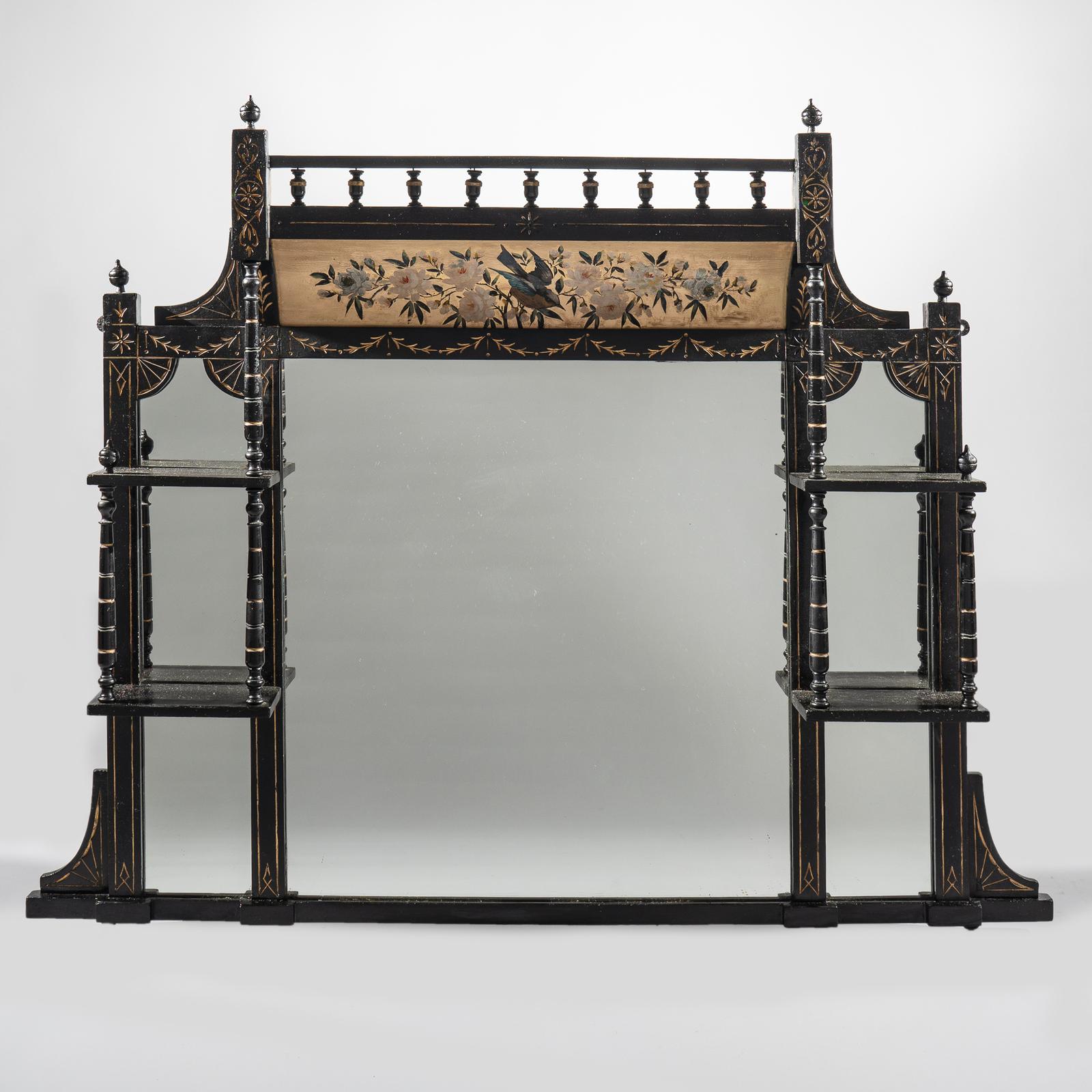 A Stunning Large Victorian Aesthetic Period Ebonised And Parcel - Gilt Overmantle Mirror (1 of 11)