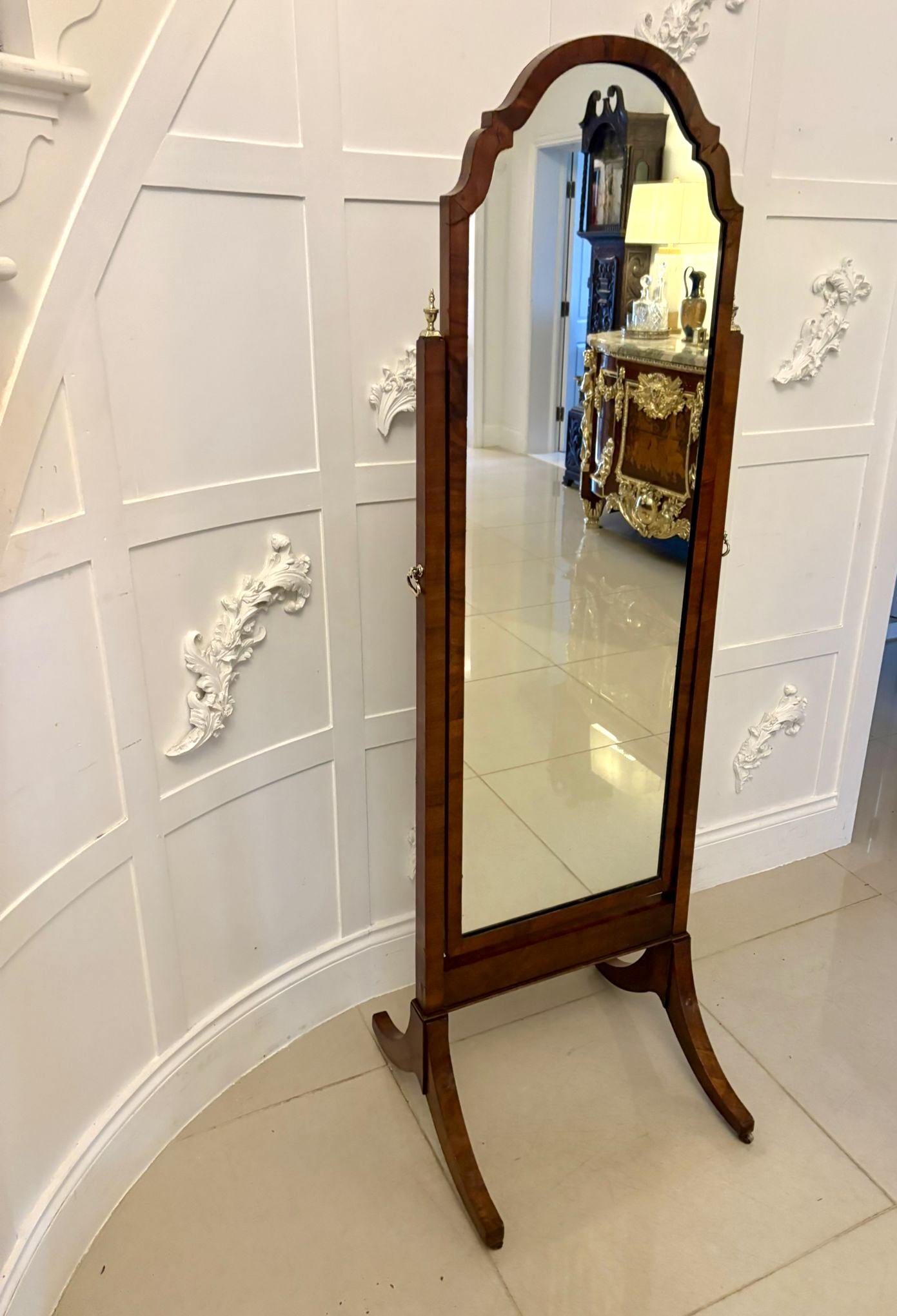 Antique Walnut Cheval Mirror (1 of 8)