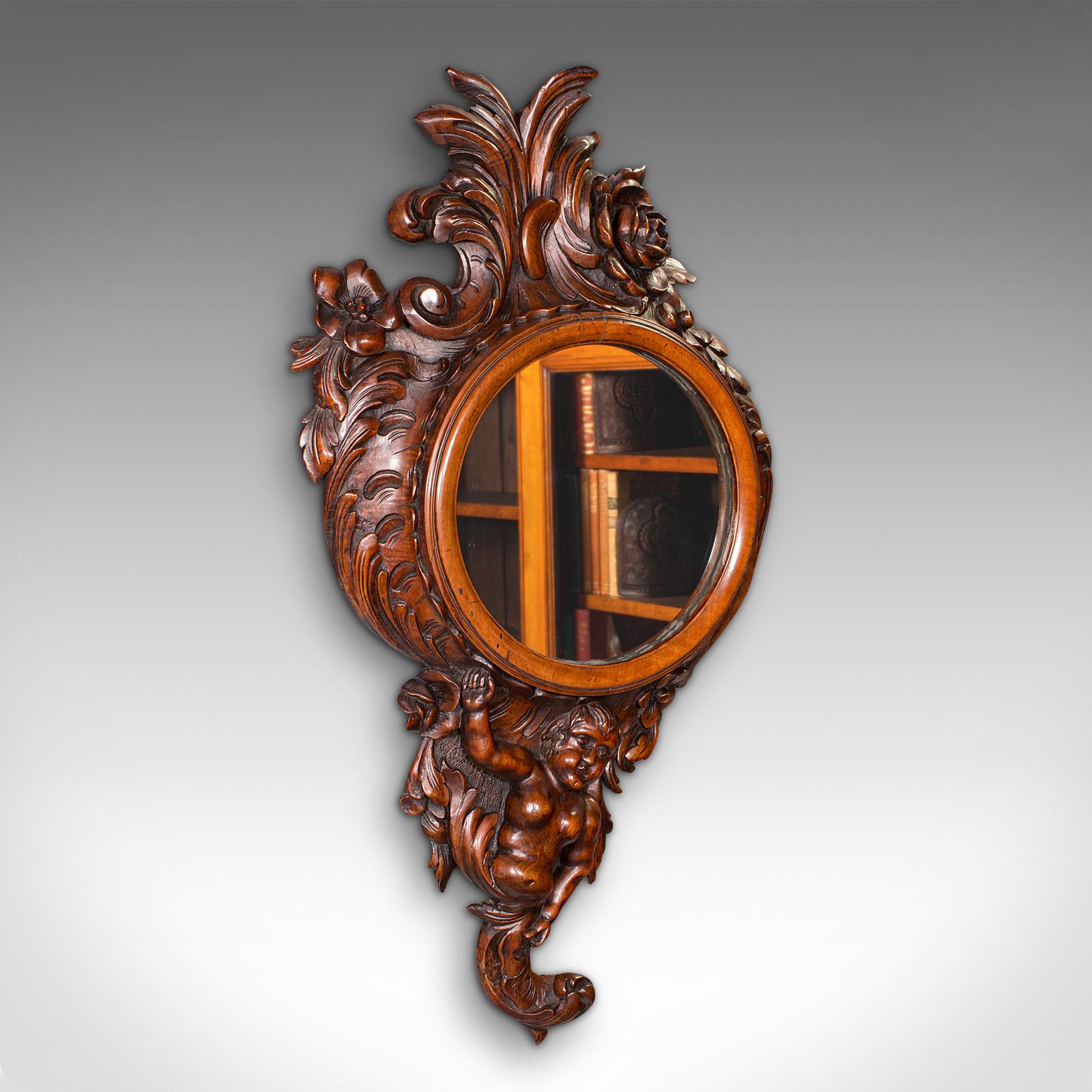 Antique Rococo Mirror, Italian, Carved Fruitwood, Hall, Lounge, Victorian, 1900 (1 of 10)