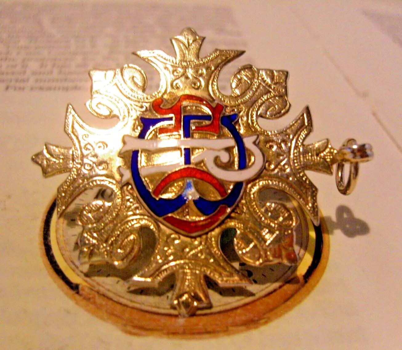 Masonic Pocket Watch Chain Fob Sterling Silver 1923 Raob Very Large Enamel Fob (1 of 10)