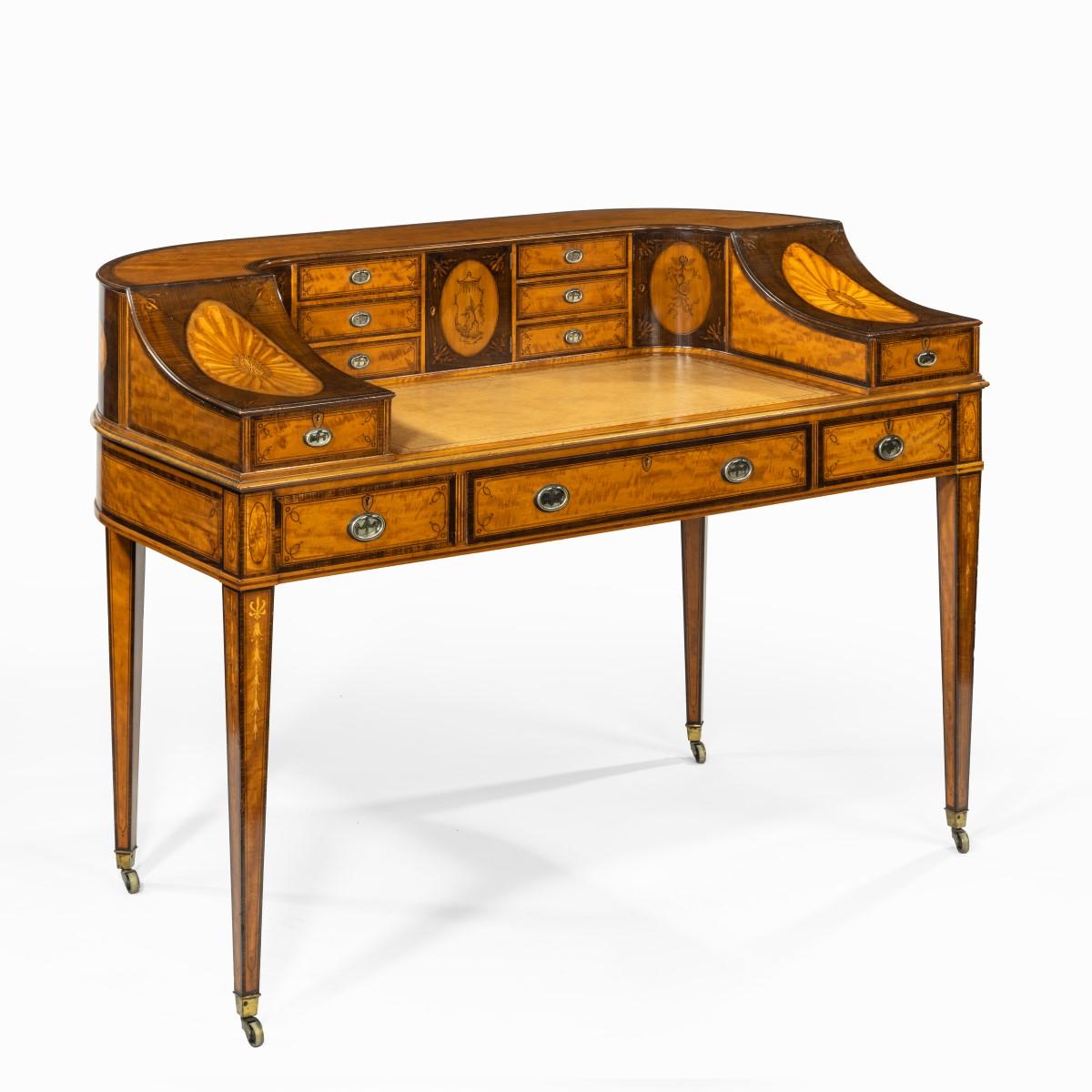 Late Victorian Freestanding Satinwood Carlton House Desk (1 of 13) Late Victorian Freestanding Satinwood Carlton House Desk (1 of 13)