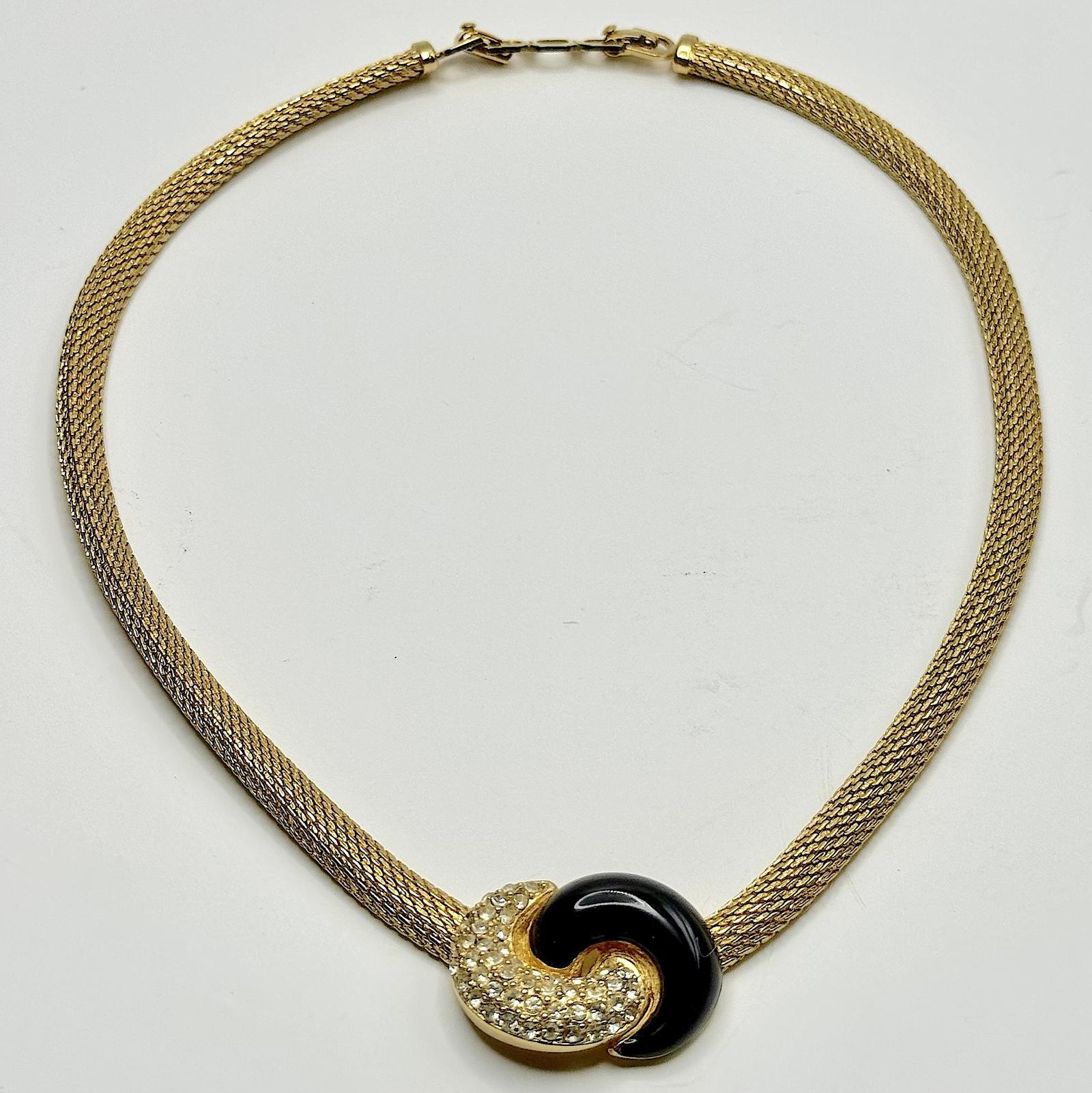 1980s Christian Dior Gold Tone Yin & Yang Necklace (1 of 3)