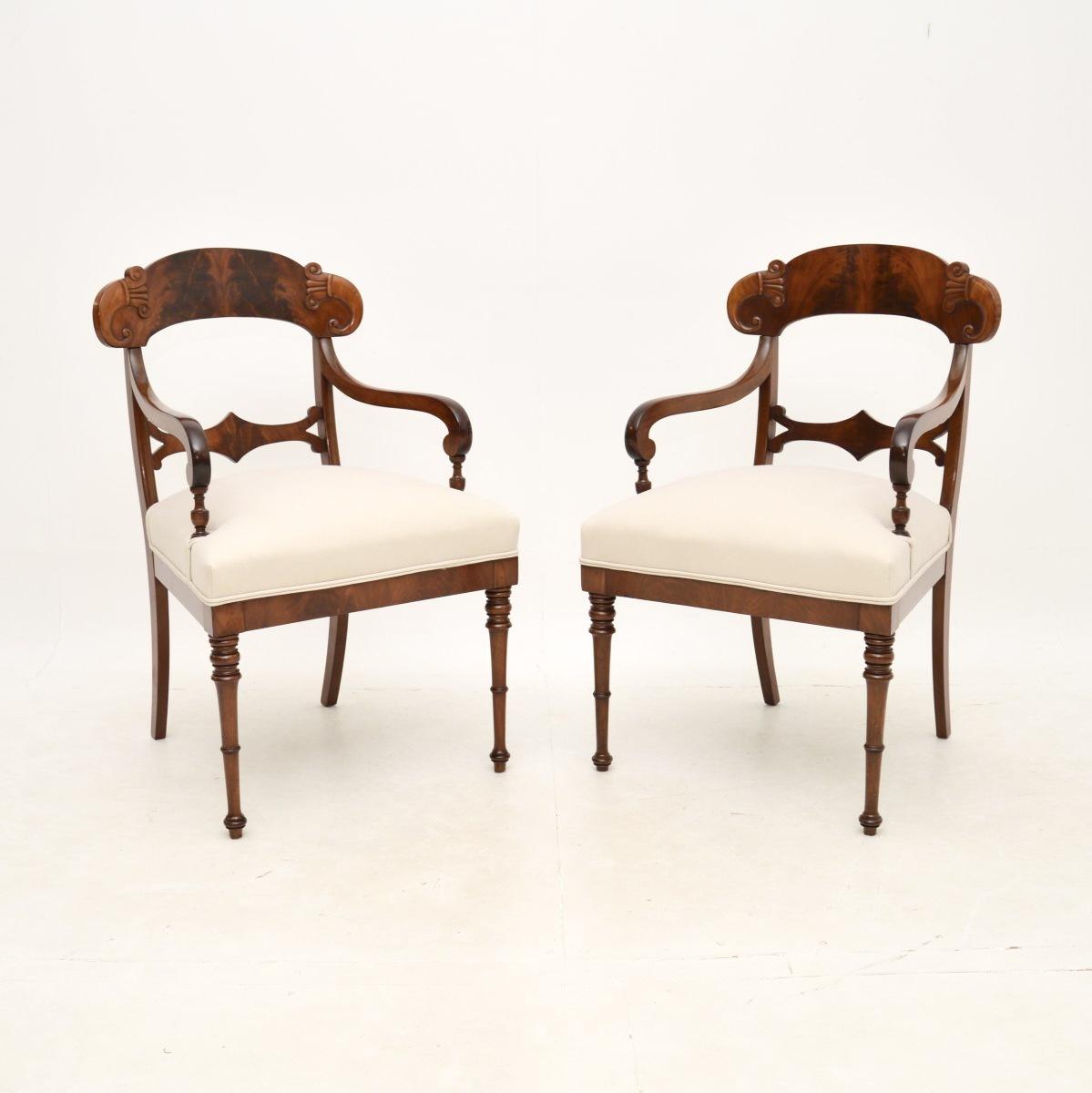Pair of Antique Swedish Mahogany Armchairs (1 of 8)