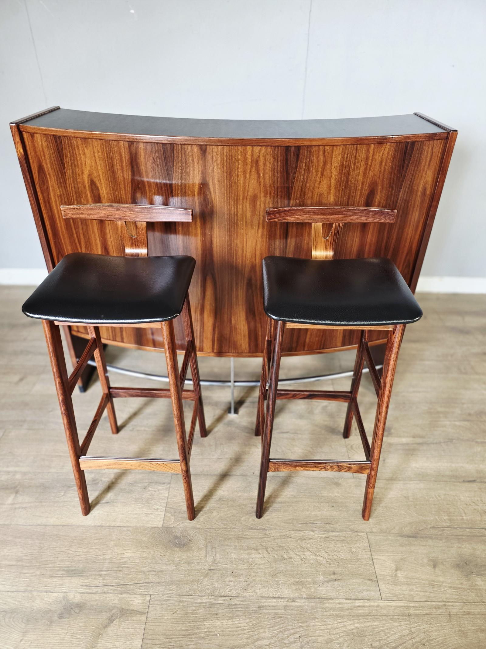 Rosewood Danish Midcentury Home Bar with 2 Stools by Dyrlund (1 of 14)