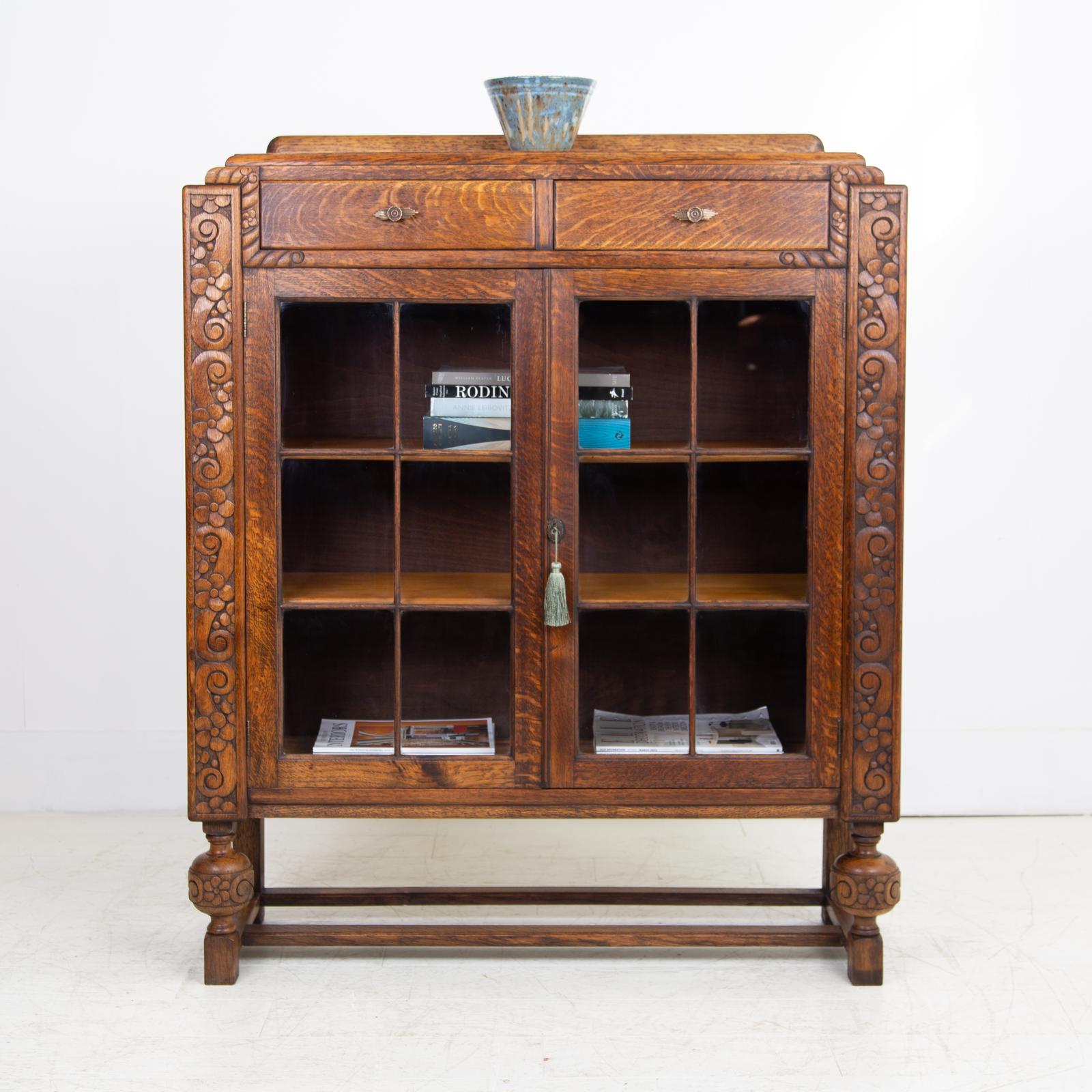 Art Deco 2 Drawer Glazed Oak Cabinet by Gomme c.1930 (1 of 13) Art Deco 2 Drawer Glazed Oak Cabinet by Gomme c.1930 (1 of 13)