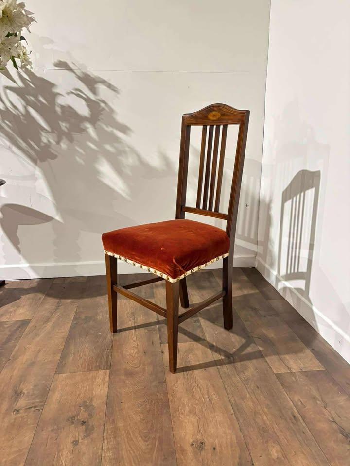 Edwardian Mahogany Upholstered Inlaid Chair (1 of 13)