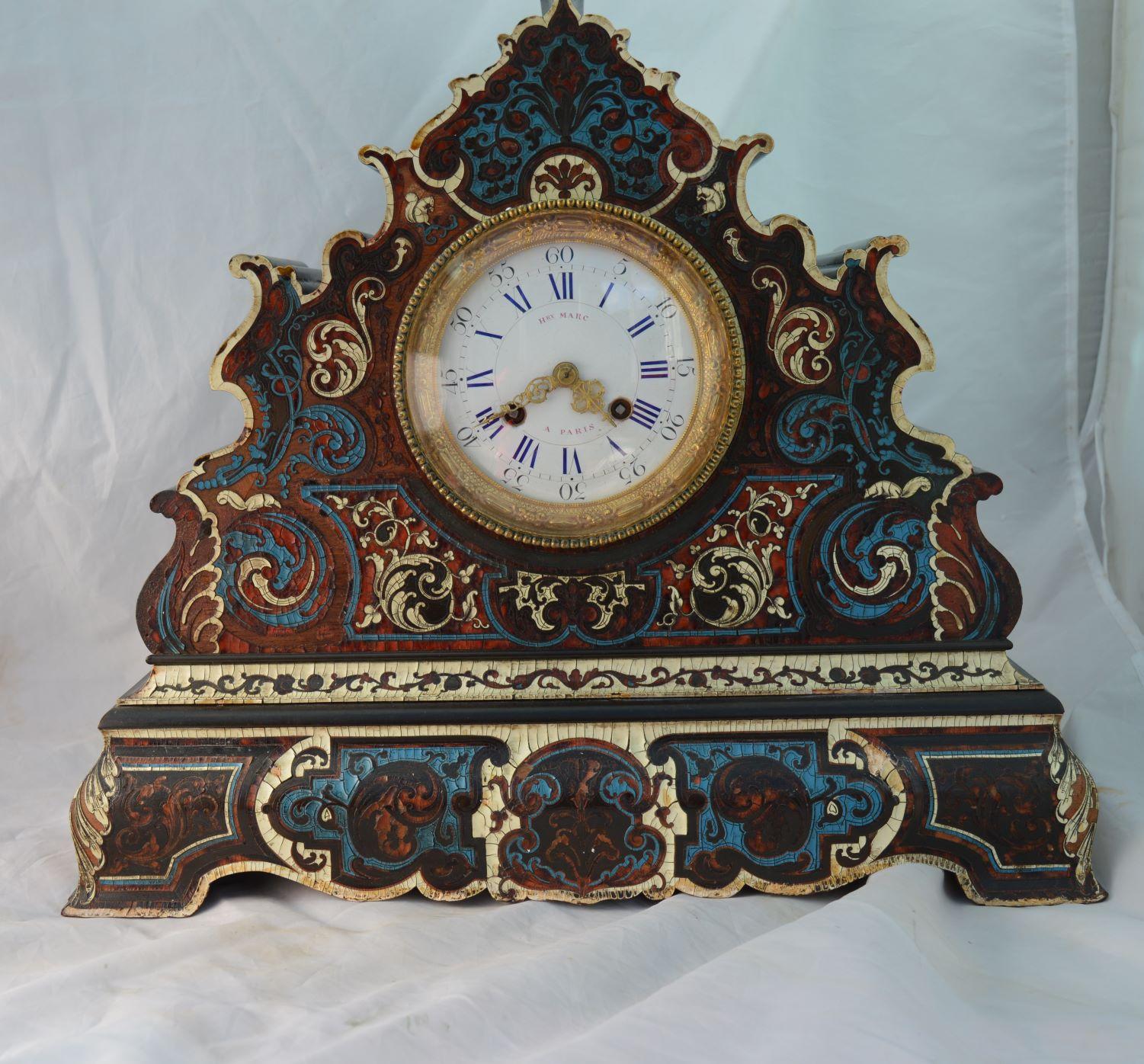 Henri Marc of Paris Inlaid Mantel Clock (1 of 6) Henri Marc of Paris Inlaid Mantel Clock (1 of 6)