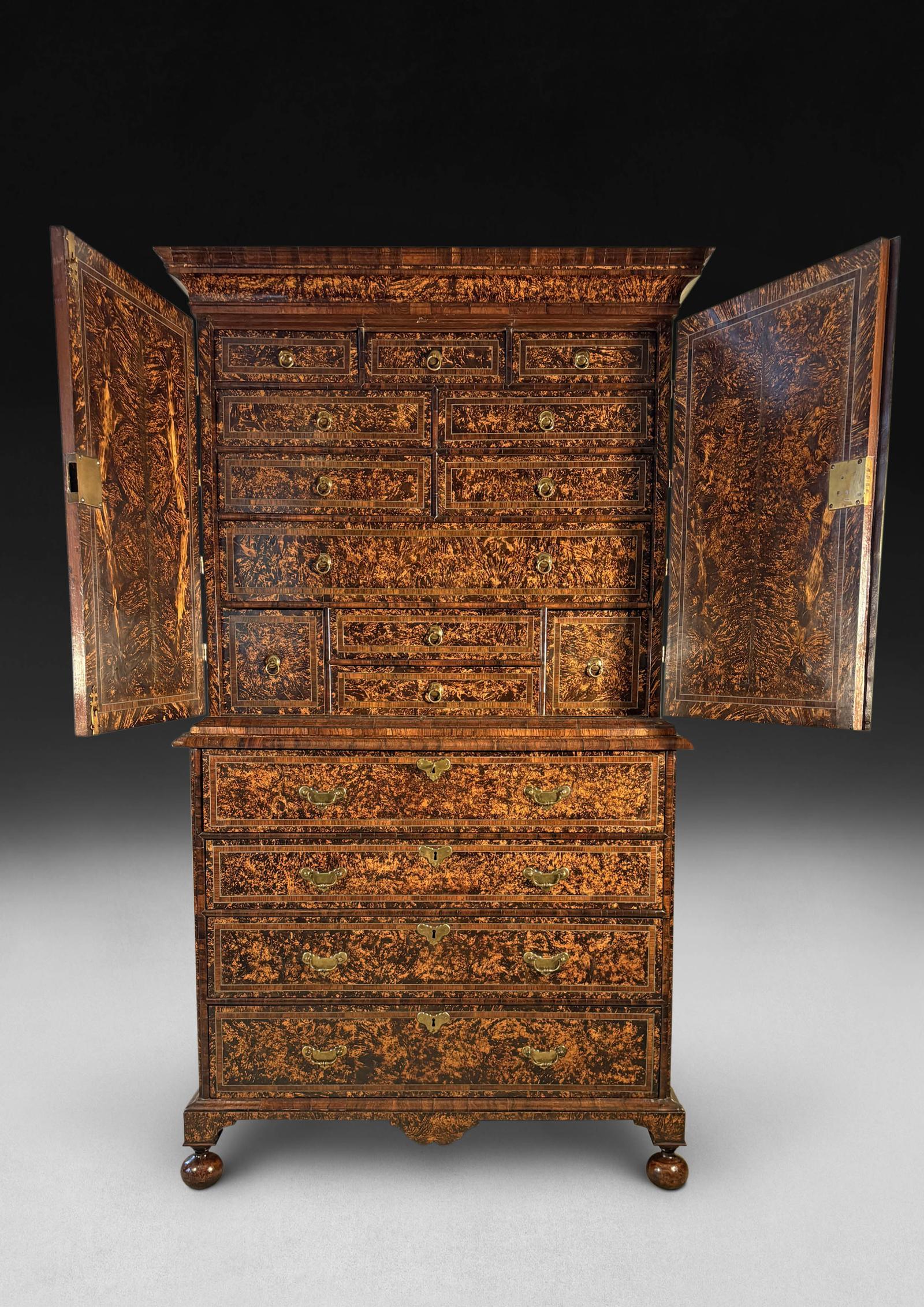 Coxed & Woster Burr Maple Secretaire Chest & Cabinet (1 of 8)