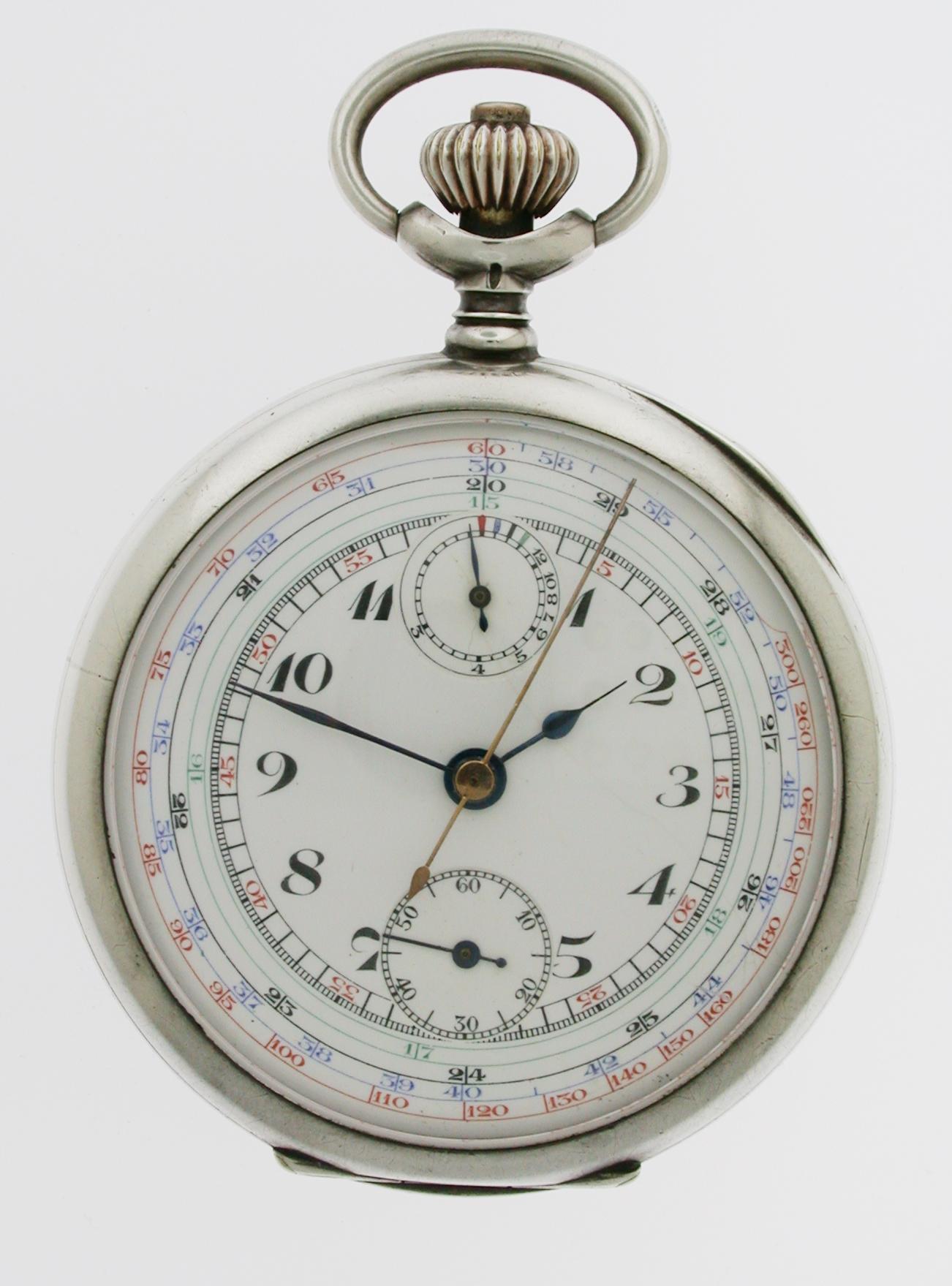 Pocket Watch Silver 0.900 Four Colour Chronograph c.1928 (1 of 7) Pocket Watch Silver 0.900 Four Colour Chronograph c.1928 (1 of 7)