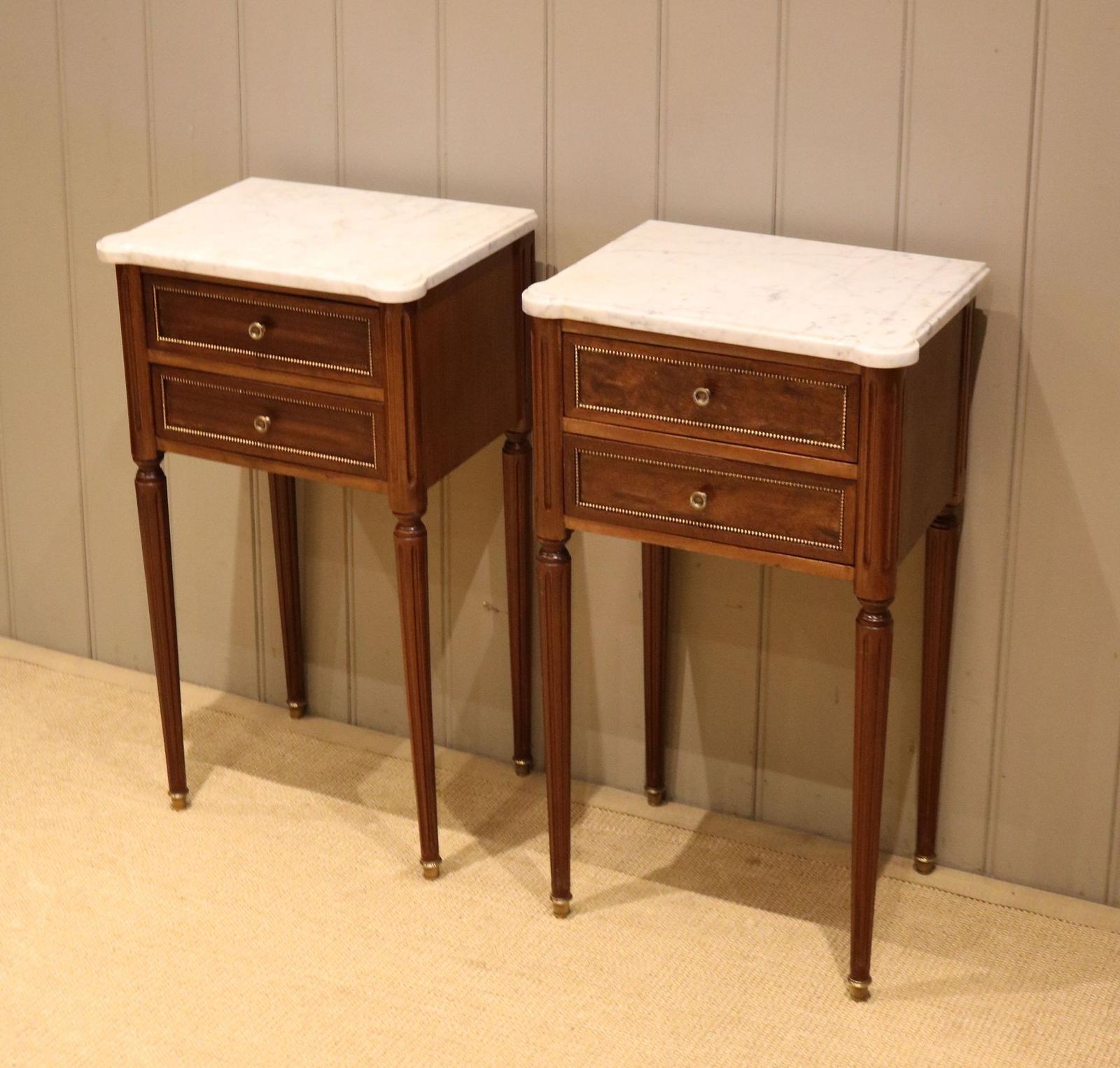 Pair of French Marble Top Bedroom Cabinets (1 of 10) Pair of French Marble Top Bedroom Cabinets (1 of 10)