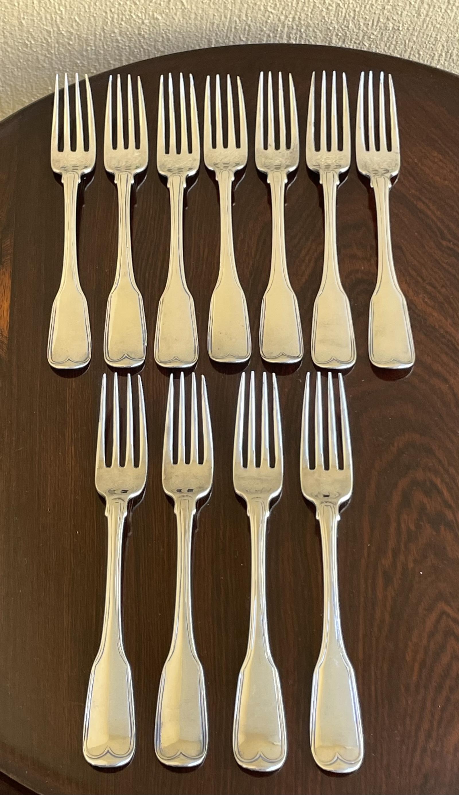 Set of Eleven Irish Silver Forks - Dublin 1809 (1 of 8)