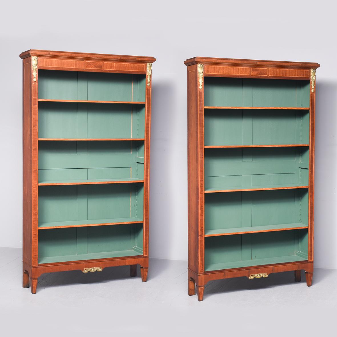 Rare Pair of French Inlaid Mahogany Tall Open Bookcases (1 of 15) Rare Pair of French Inlaid Mahogany Tall Open Bookcases (1 of 15)