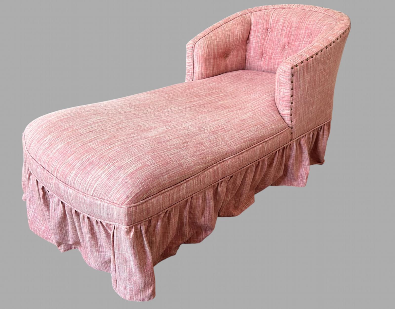 American-style Chaise Longue / Day Bed in an Osbourne & Little Pink Linen (1 of 4)