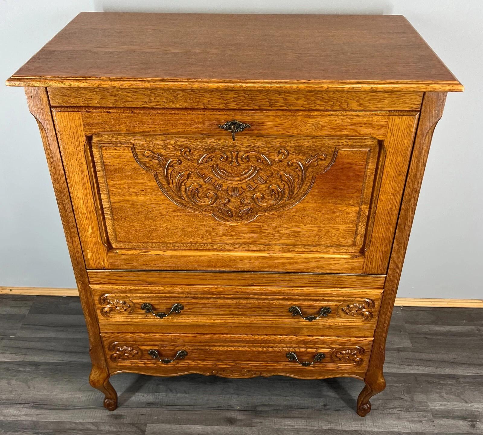 Cabinet Vintage French Writing Bureau Carved Sideboard (1 of 11) Cabinet Vintage French Writing Bureau Carved Sideboard (1 of 11)