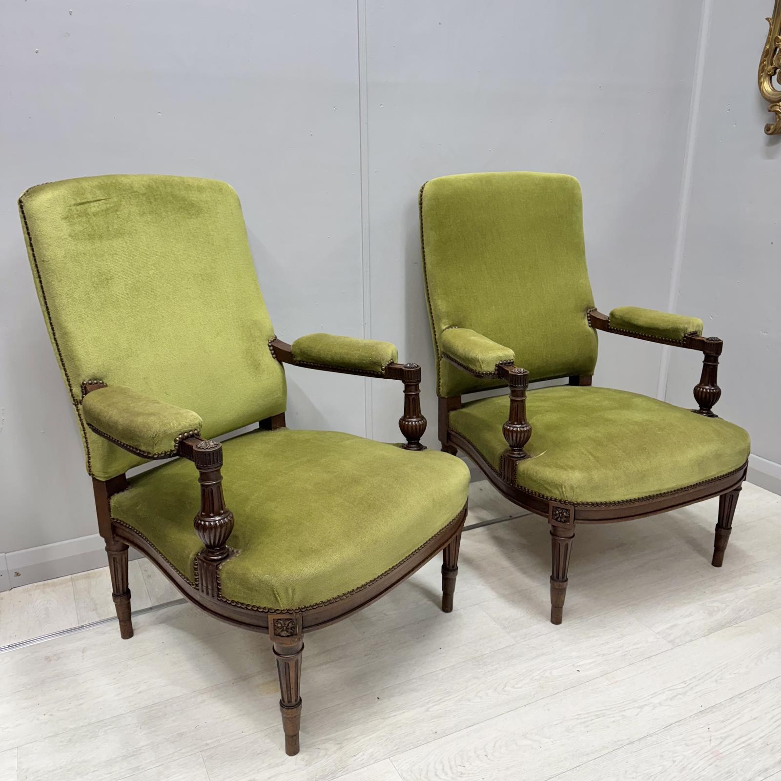 Pair of French Open Armchairs (1 of 8) Pair of French Open Armchairs (1 of 8)