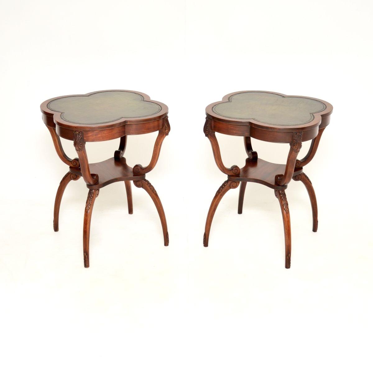 Pair of Antique Mahogany Leather Top Side Tables (1 of 9) Pair of Antique Mahogany Leather Top Side Tables (1 of 9)