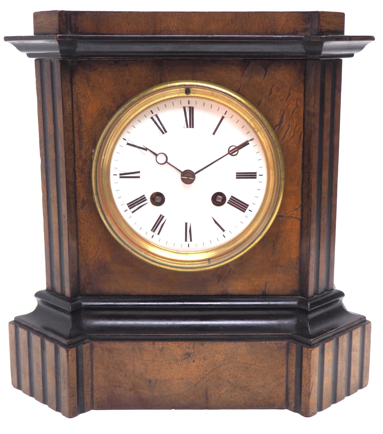 Antique French Walnut Striking 8-day Bracket Clock / Mantle Clock c.1900 (1 of 8)