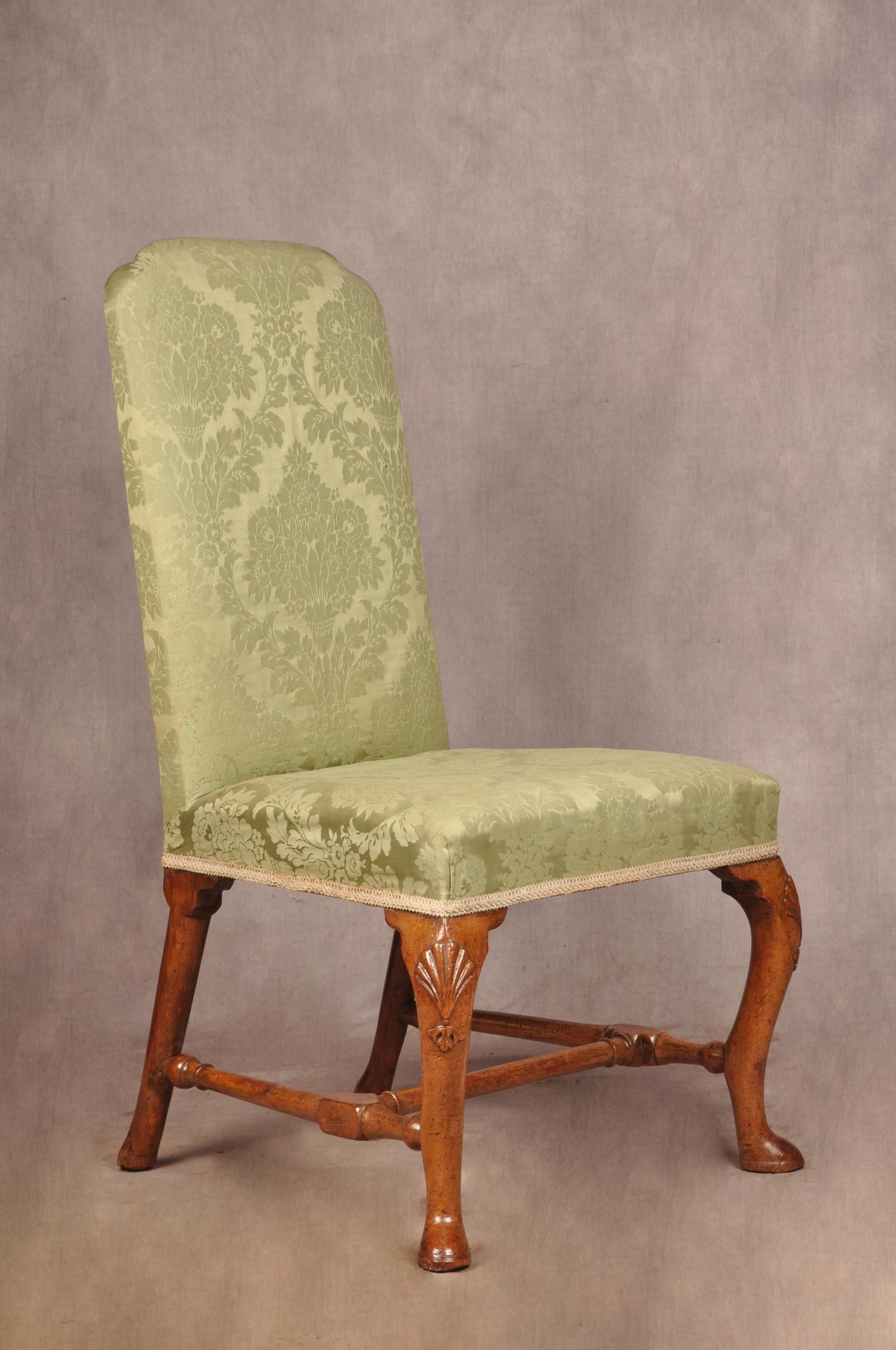 Rare Upholstered Queen Anne Walnut Side Chair (1 of 10)