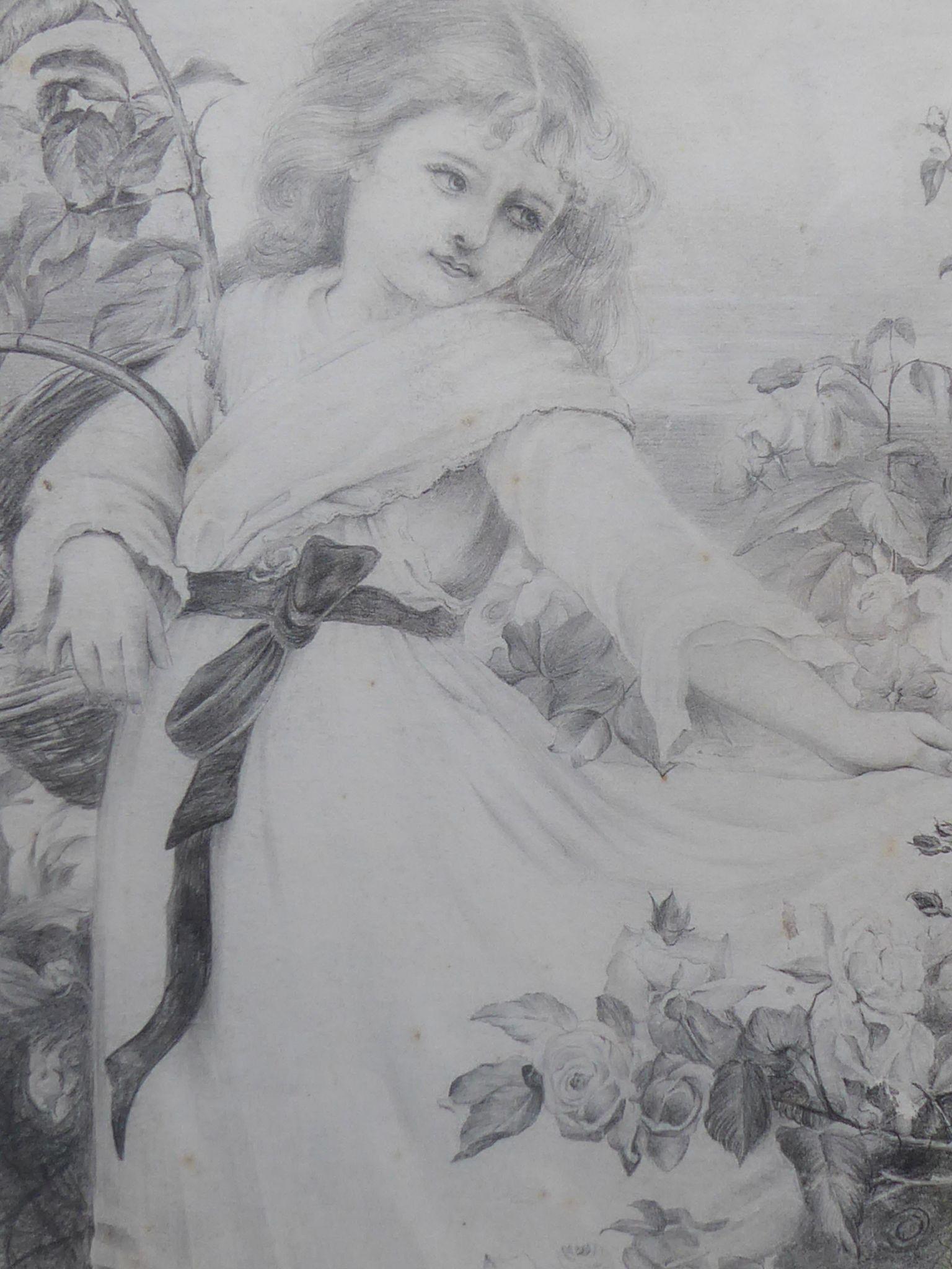 Young Girl Pencil Portrait Artist Margaret Faulkner 1895 (1 of 13)