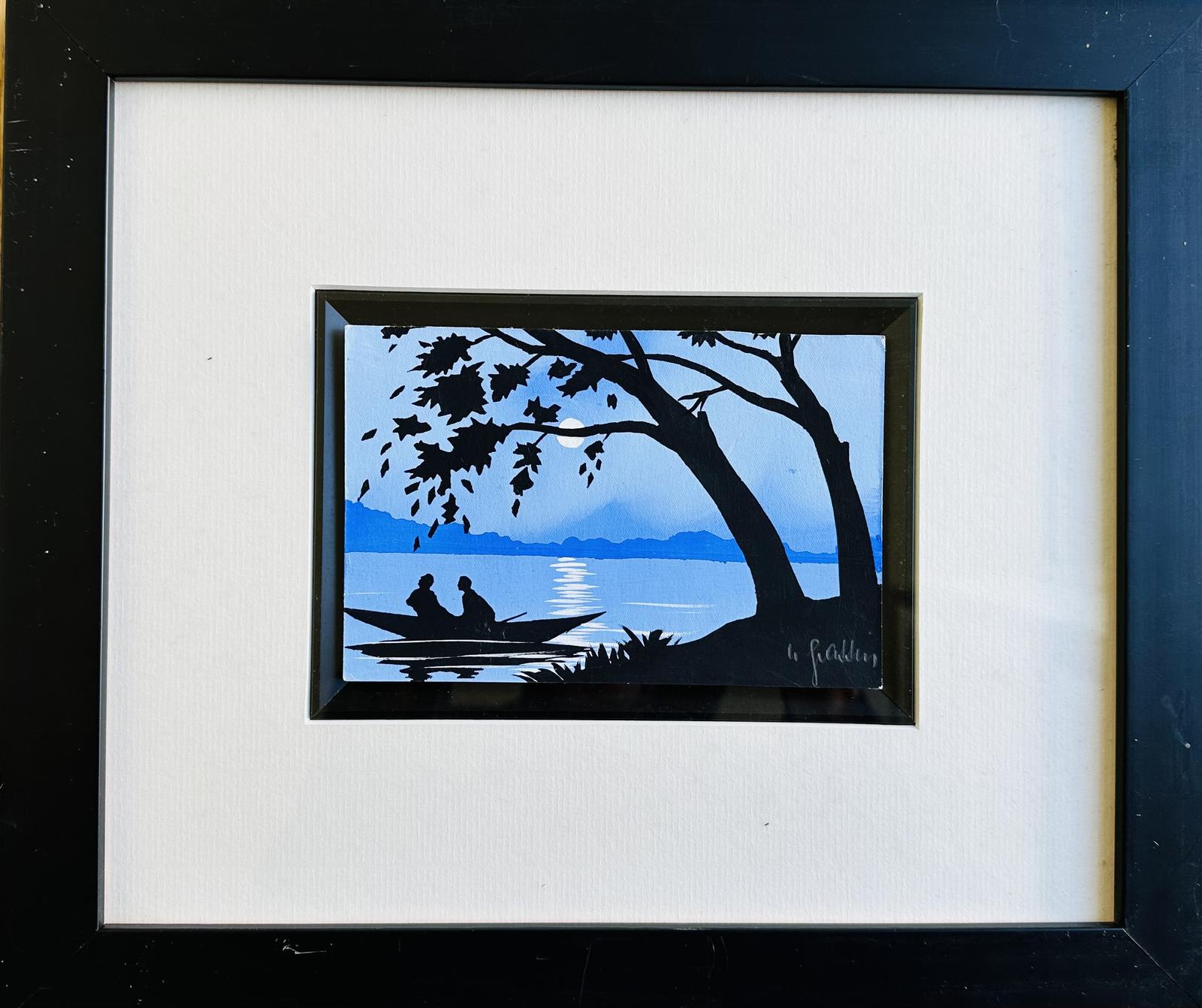 Original Gouache Design for a Poster (?) in Silhouette Form. C. 1960. Signed and Framed (1 of 3)