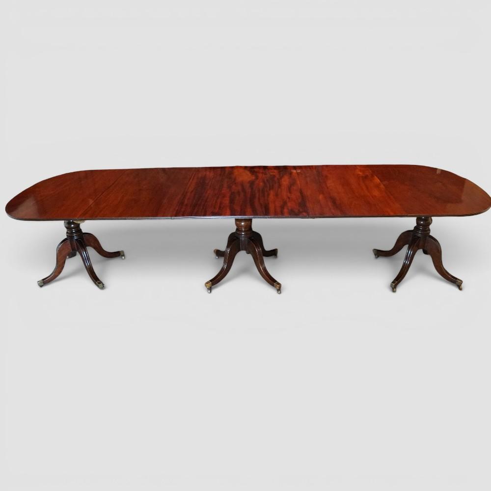 Antique Mahogany Triple Pedestal Extending Dining Table (1 of 12) Antique Mahogany Triple Pedestal Extending Dining Table (1 of 12)