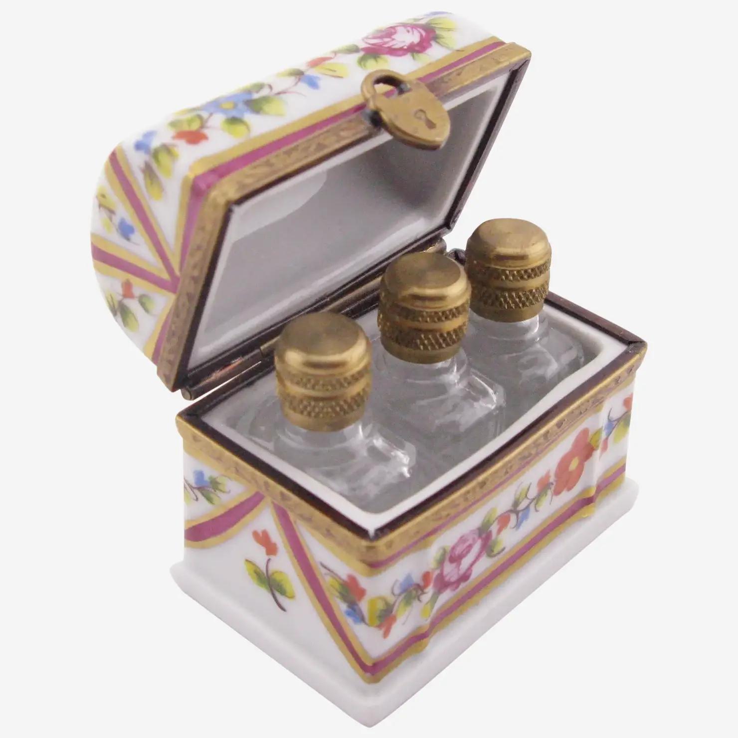 Limoges Porcelain 3 Bottle Scent Casket (1 of 13)