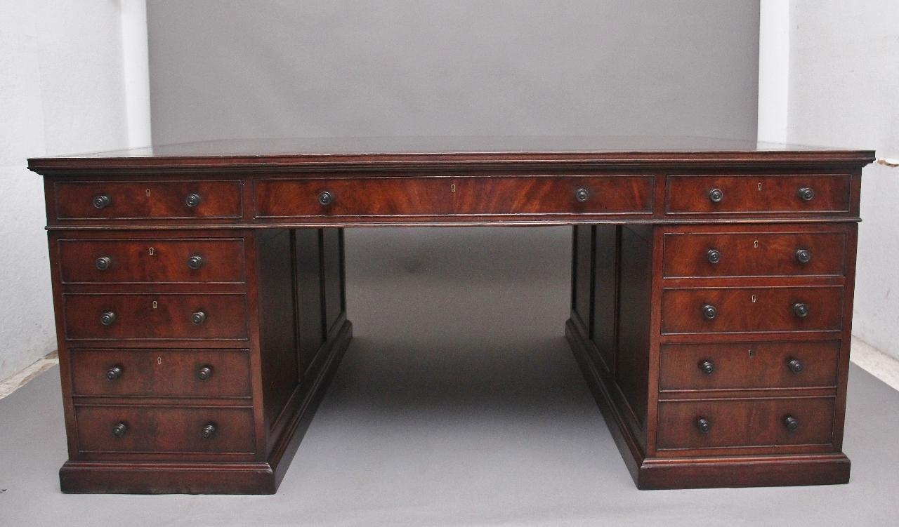 Large & Impressive Early 20th Century Mahogany Partners Desk (1 of 15) Large & Impressive Early 20th Century Mahogany Partners Desk (1 of 15)