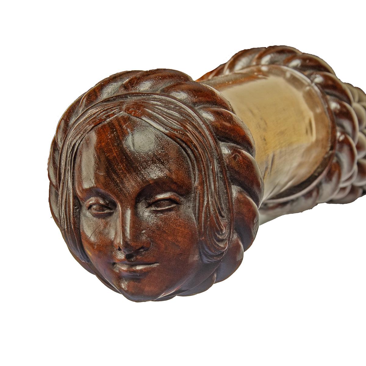 Large Ship’s ‘Sunday’ Tiller Carved with Princess Victoria, Before She Was Queen (1 of 9)