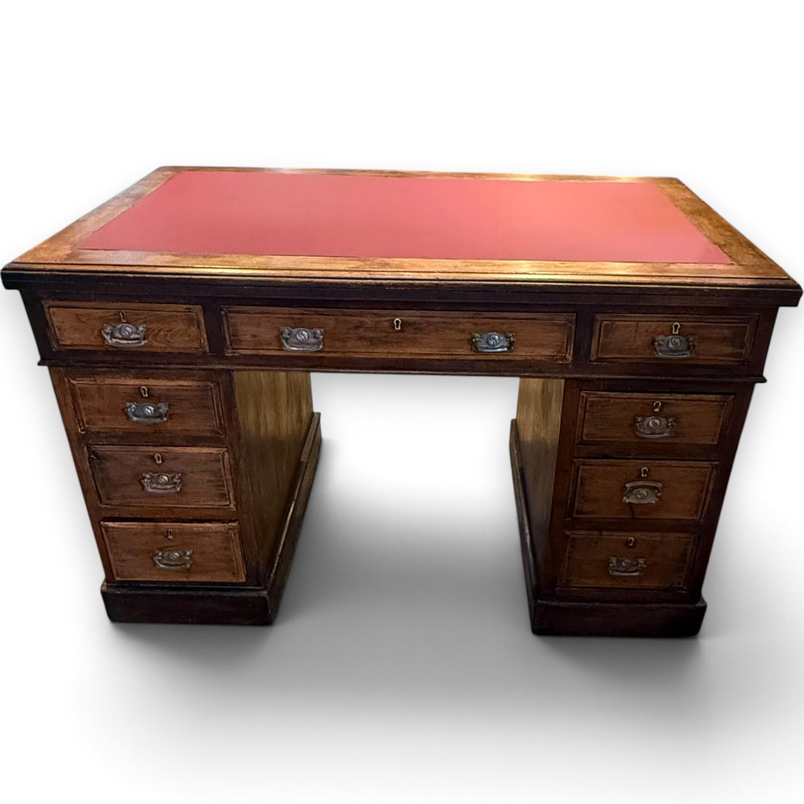 Victorian Twin Pedestal Writing Desk with Nine Drawers (1 of 12) Victorian Twin Pedestal Writing Desk with Nine Drawers (1 of 12)