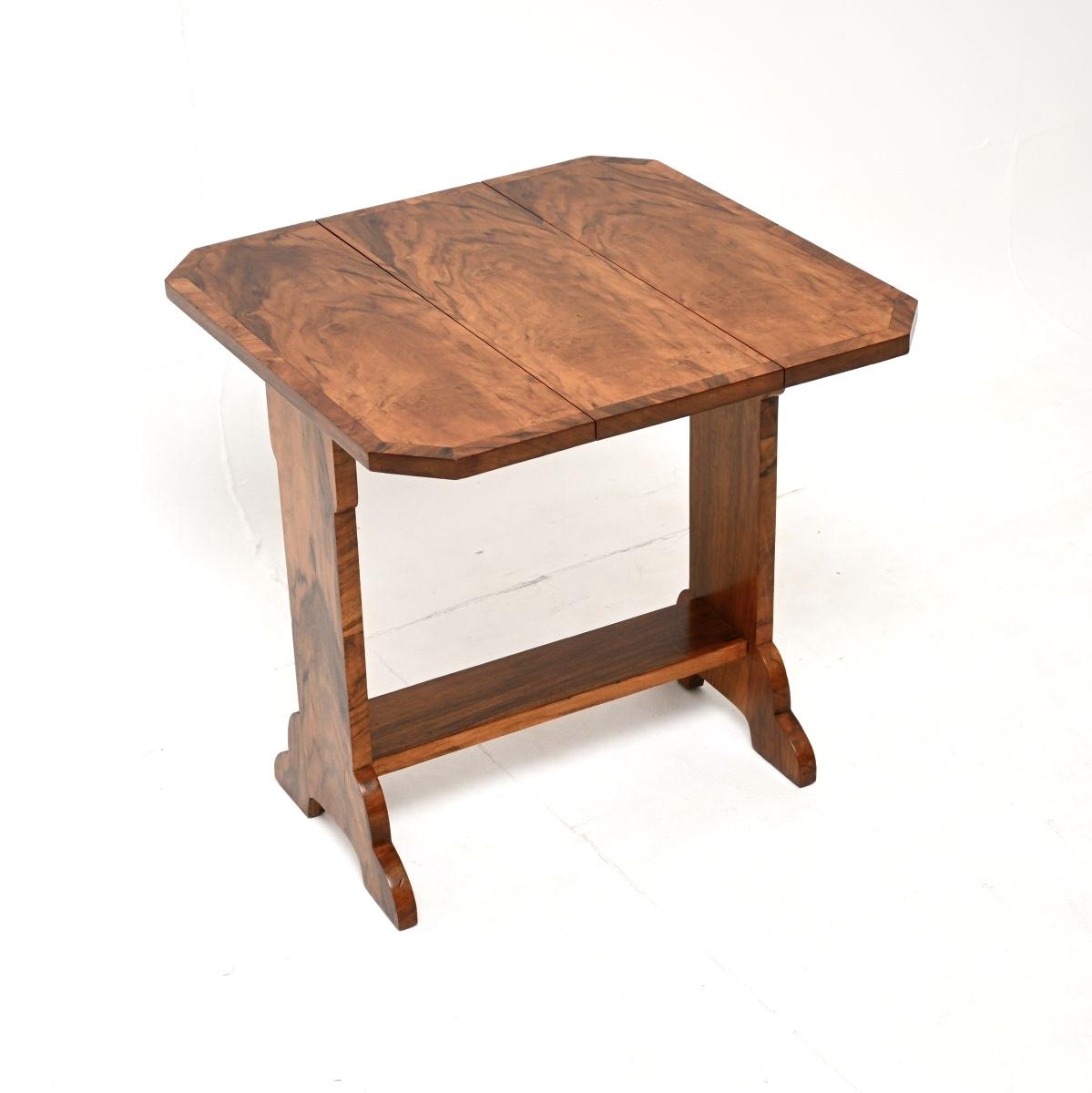 Art Deco Figured Walnut Occasional Drop Leaf Side Table (1 of 9) Art Deco Figured Walnut Occasional Drop Leaf Side Table (1 of 9)