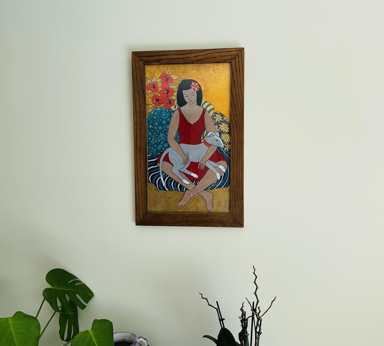 Original Acrylic Painting 'The Favourite Pet' by Irene Stocks (b.1943) - Provenance; The Artists Studio c.1980 (1 of 2)