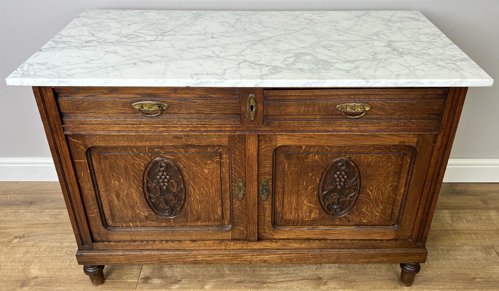 Cabinet Antique French Marble Top Oak Sideboard Cupboard (1 of 14) Cabinet Antique French Marble Top Oak Sideboard Cupboard (1 of 14)