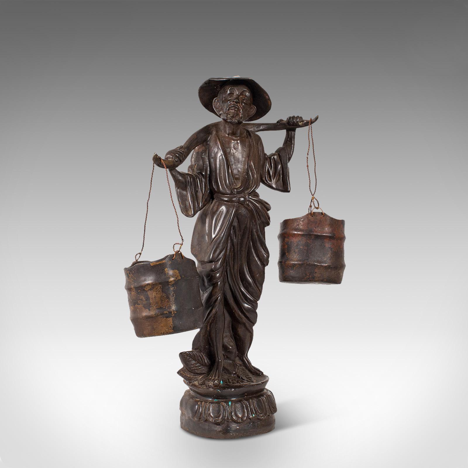 Tall Antique Decorative Figure, Chinese, Bronze, Statue, Water Carrier, C.1900 (1 of 12)