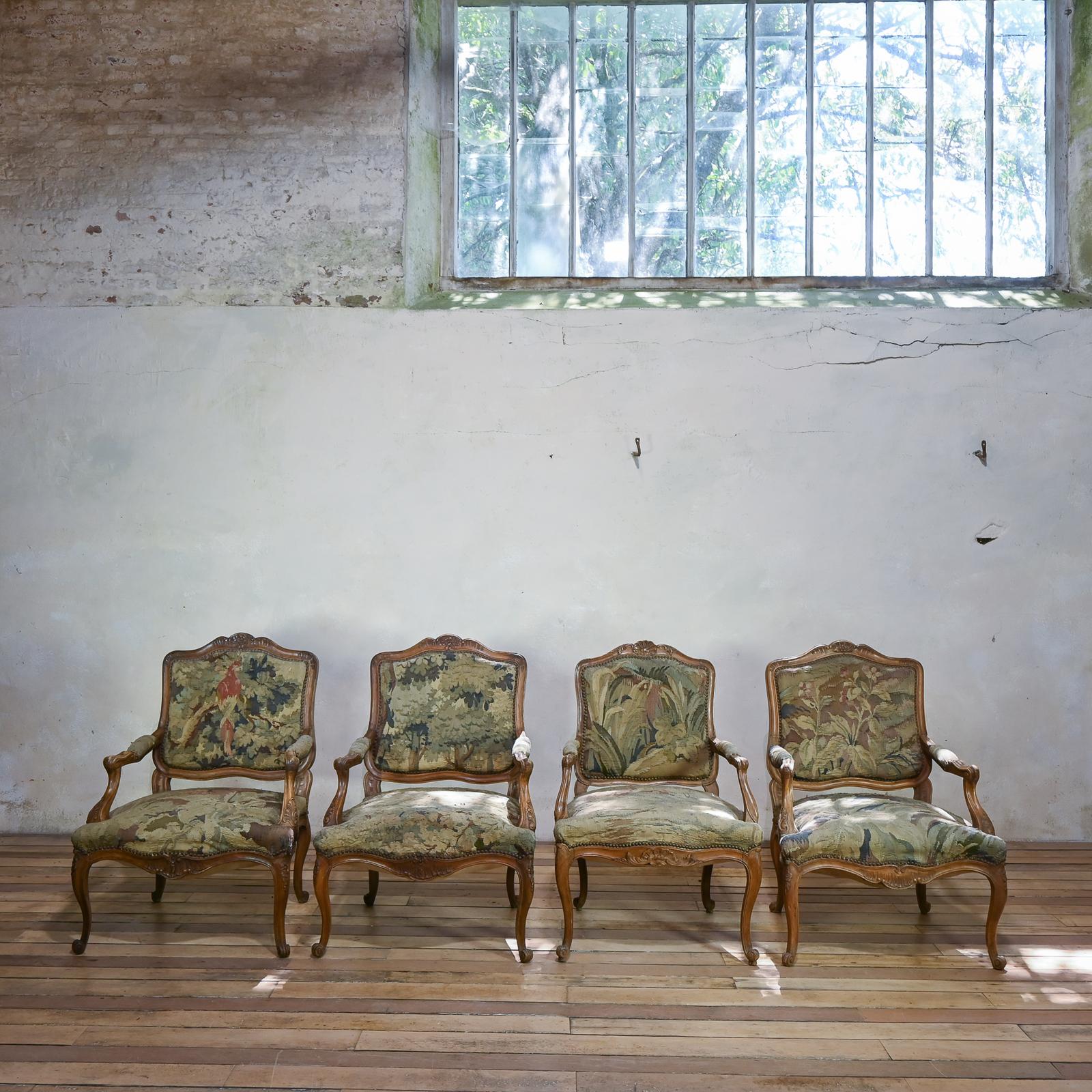Set of Four 19th Century French Louis XV Fauteuils Open Armchairs (1 of 16)