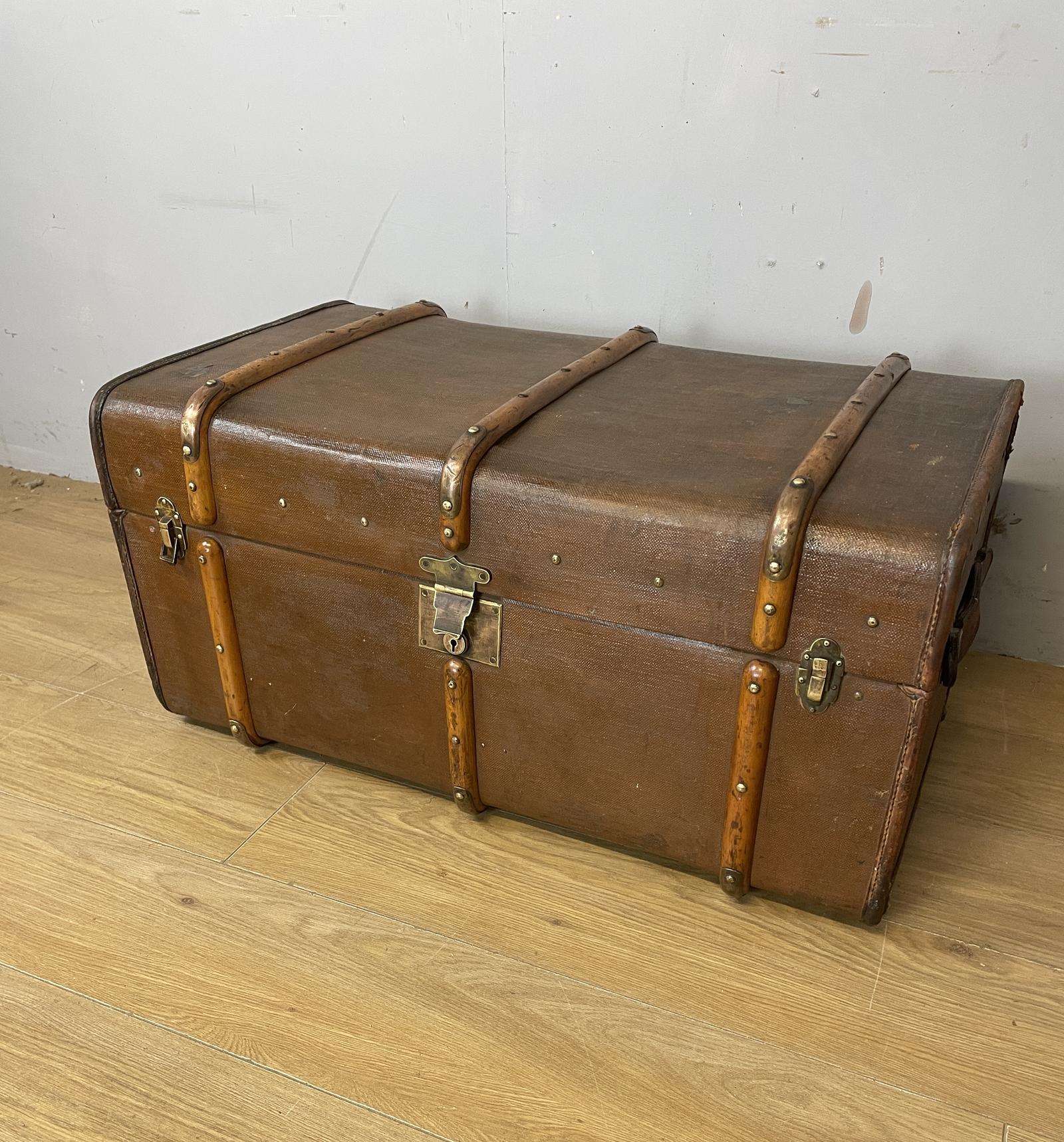 Early 20th Century Wooden Bound Steamer Trunk (1 of 12)