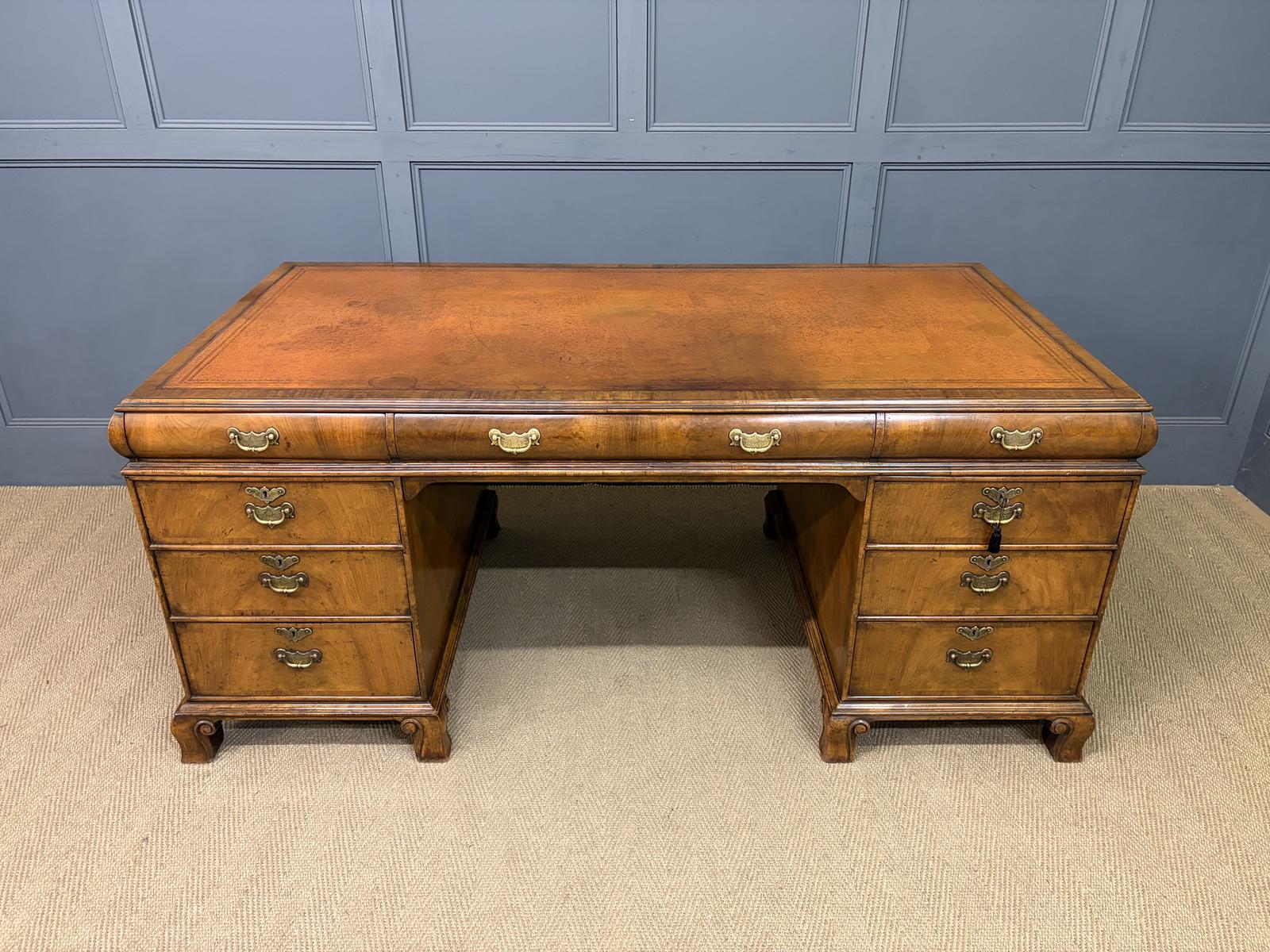 Burr Walnut Partners Pedestal Desk by Maple & Co (1 of 23) Burr Walnut Partners Pedestal Desk by Maple & Co (1 of 23)