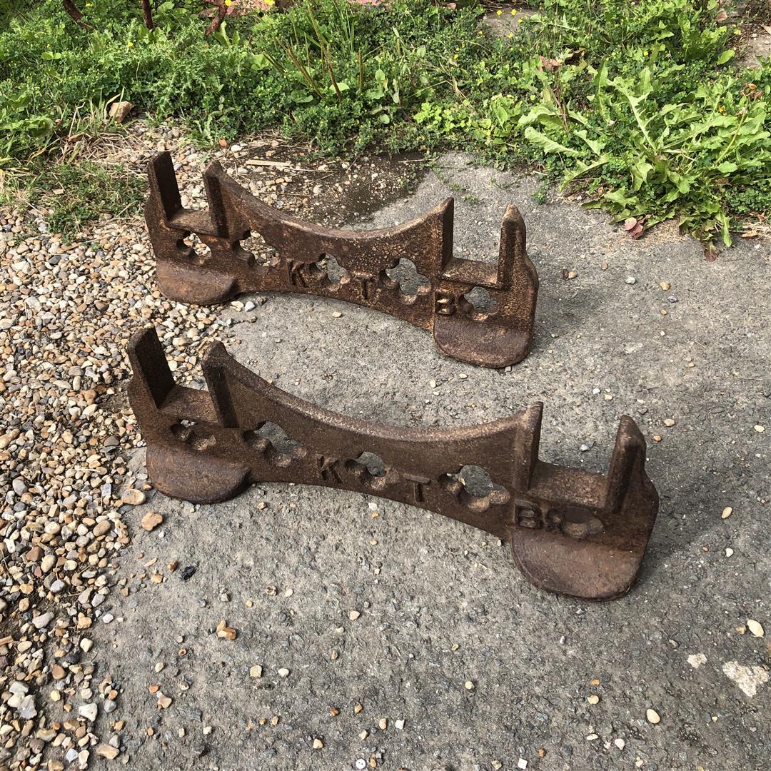 Pair of Large Cast Iron Brewery Barrel Stands 1800s (1 of 9)