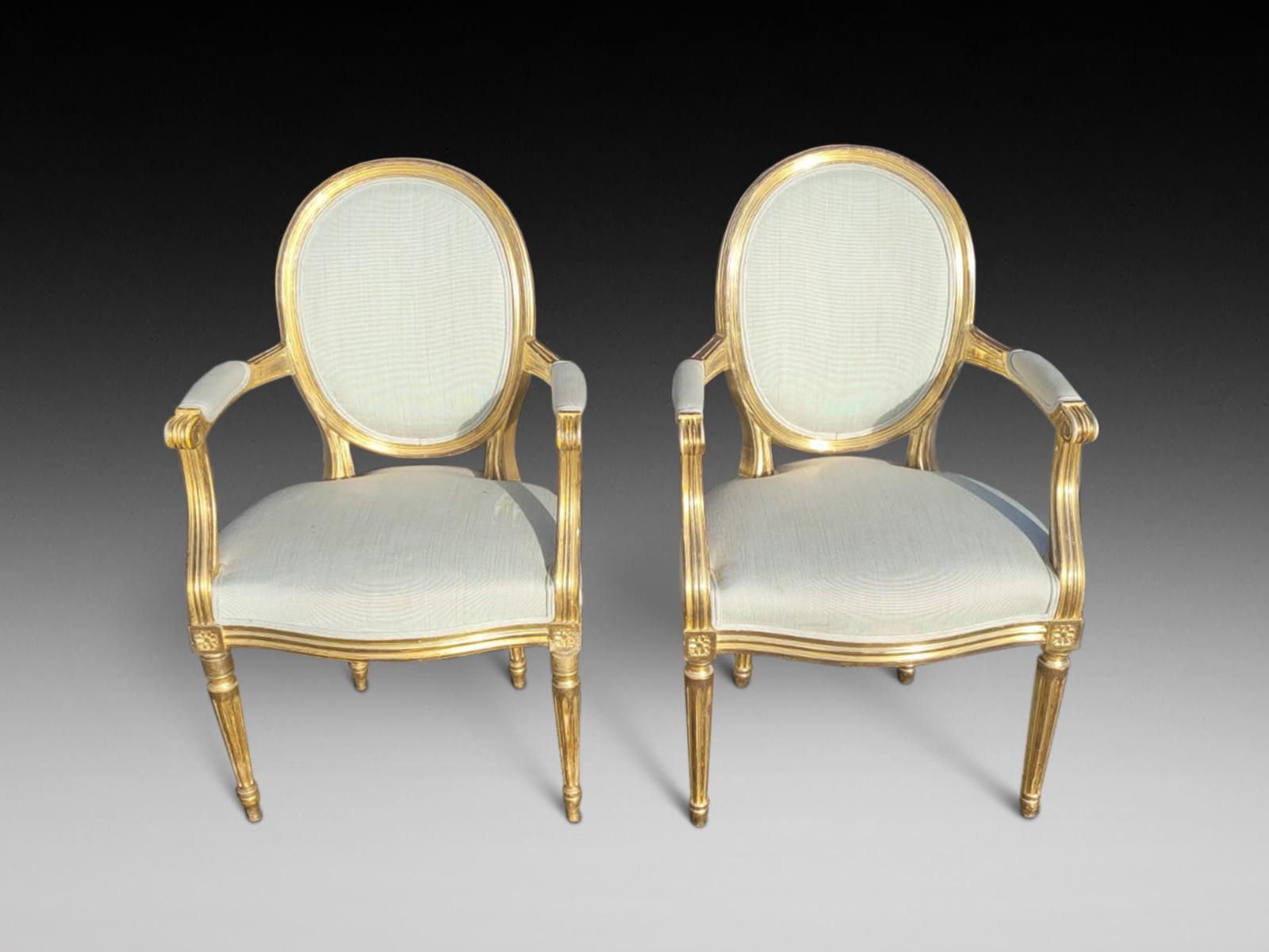Pair of Gilded Open Armchairs (1 of 2) Pair of Gilded Open Armchairs (1 of 2)
