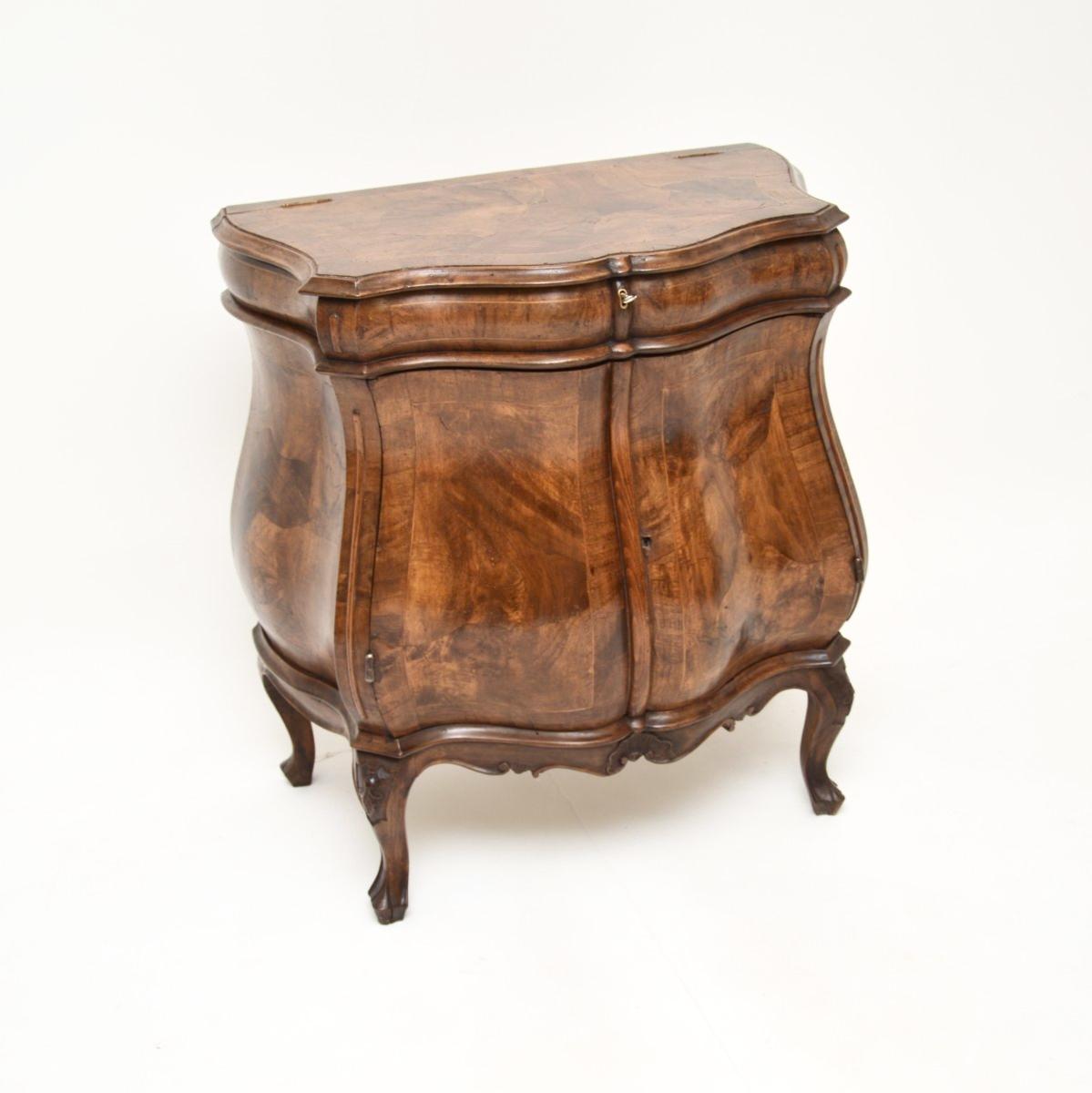 Antique Italian Oyster Veneer Bombe Cabinet (1 of 12)